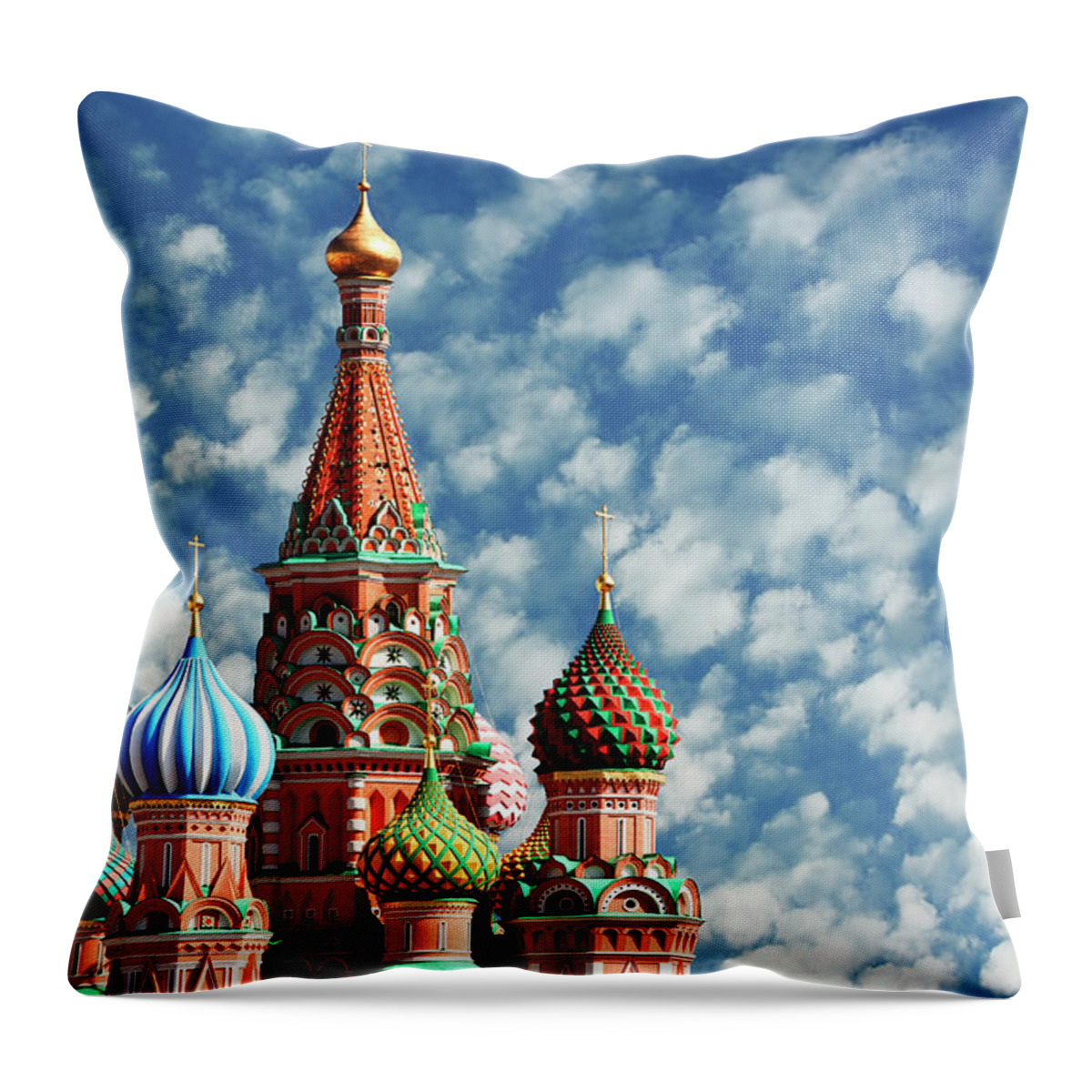 Built Structure Throw Pillow featuring the photograph St.basil Cathedral, Moscow, Russia by Tunart