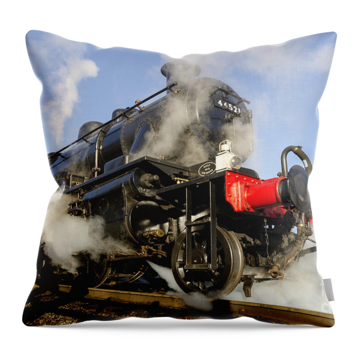 Train Throw Pillow featuring the photograph Steam locomotive 46521 by Steev Stamford