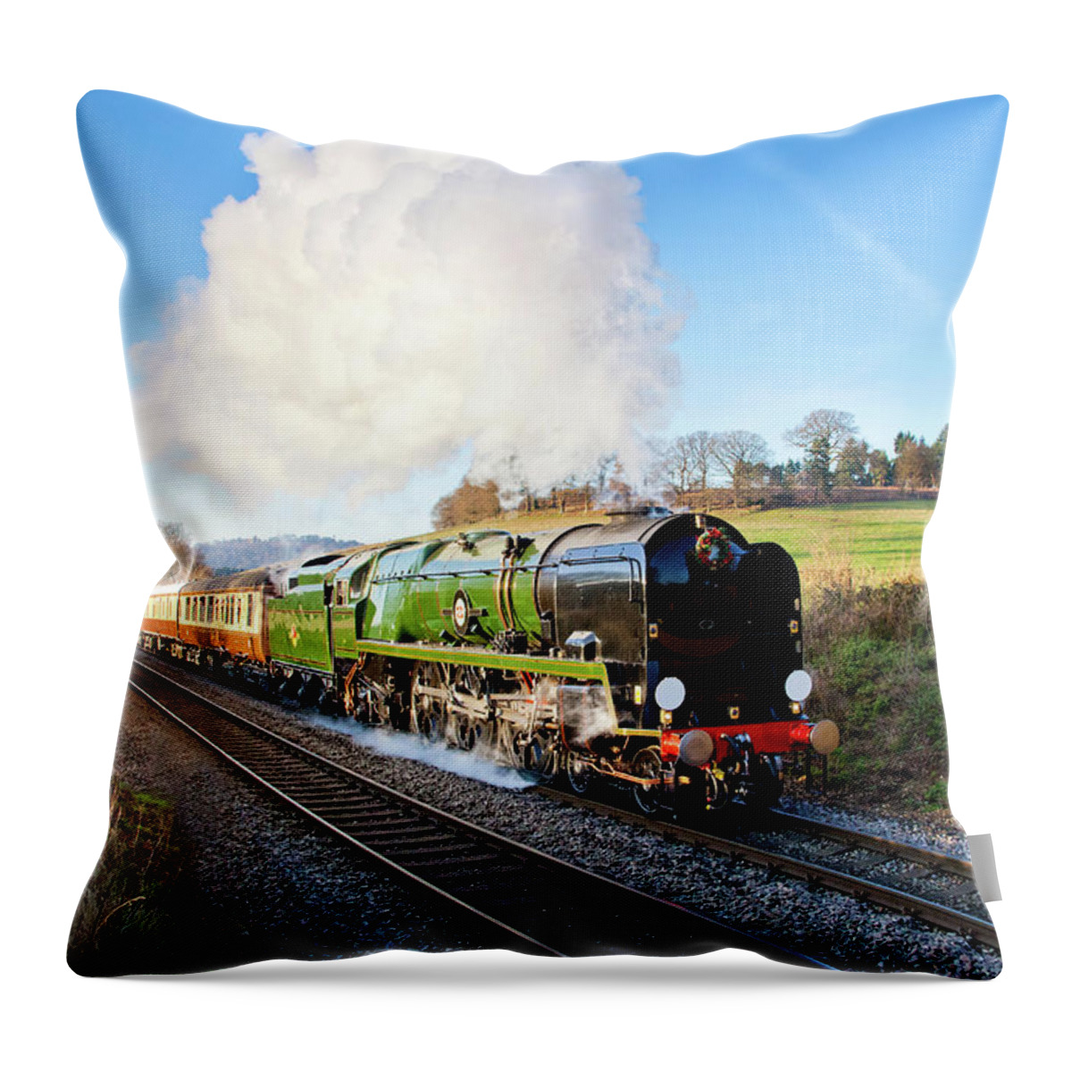 Tranquility Throw Pillow featuring the photograph Steam Train, Pulling The Orient Express by Tim Stocker Photography