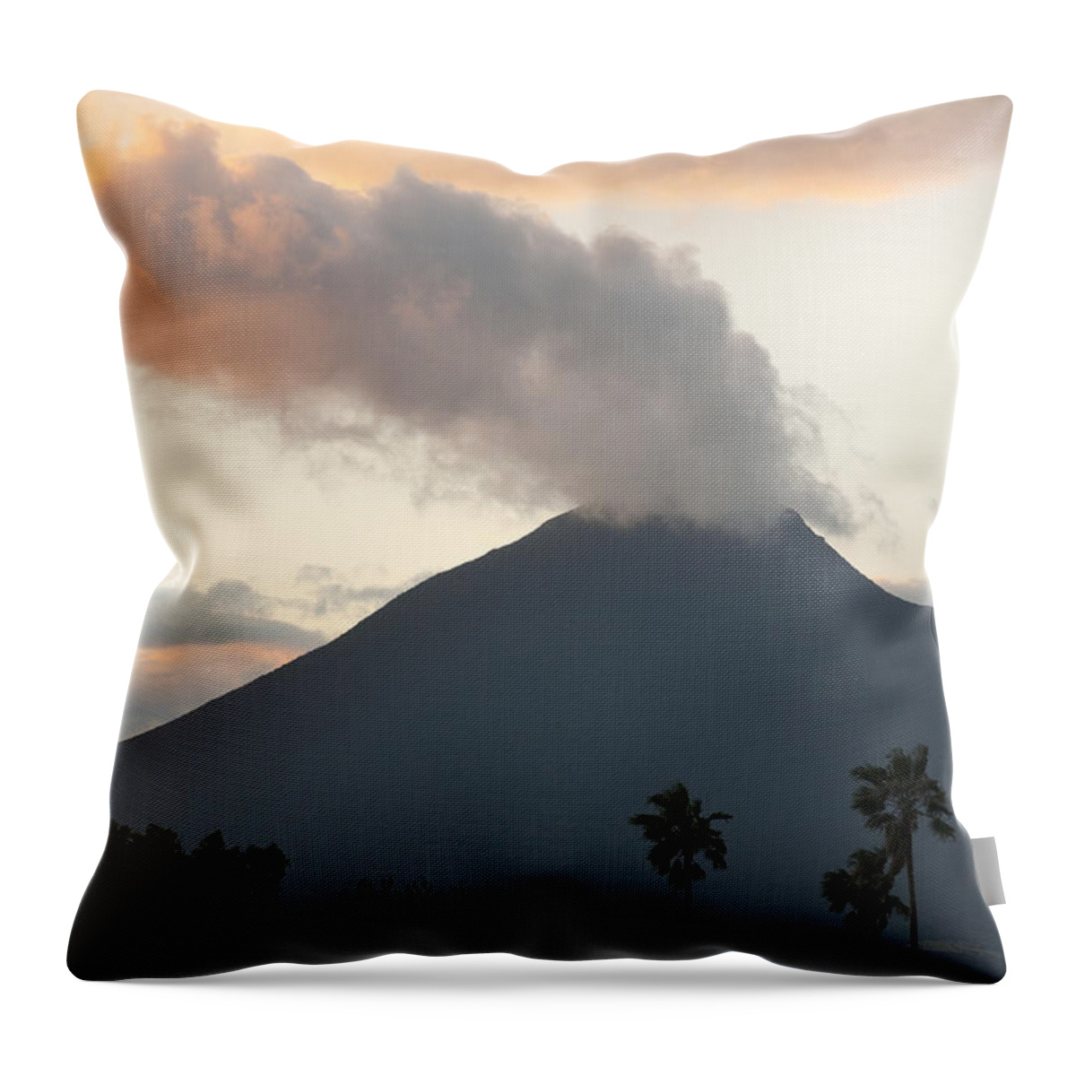 Kevin Schafer Throw Pillow featuring the photograph Steaming Volcano At Sunset Mount by Kevin Schafer