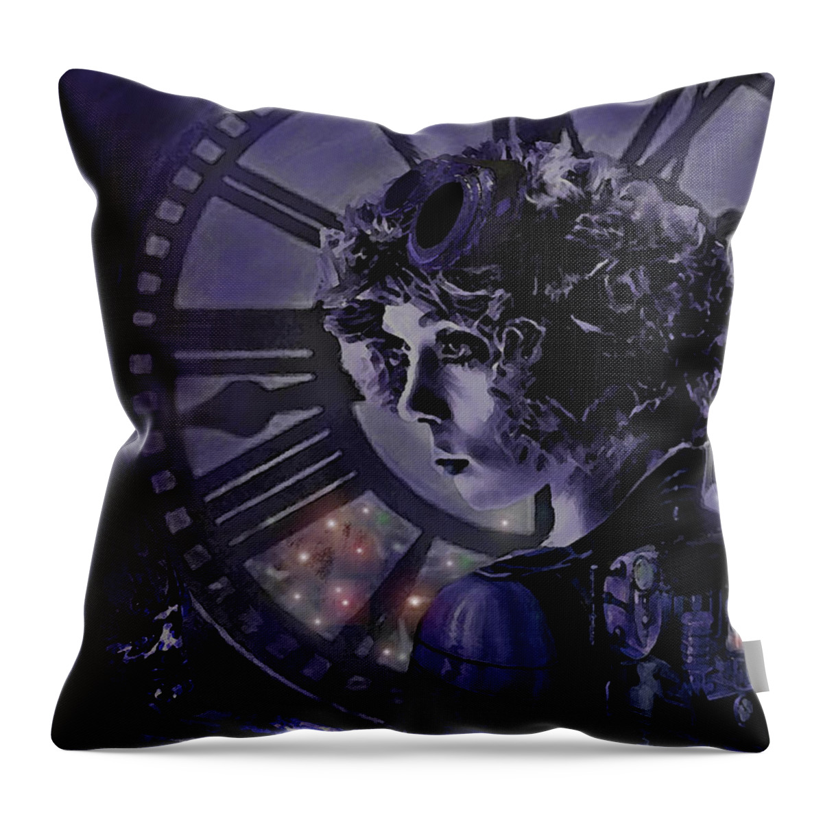 Steampunk Throw Pillow featuring the digital art Steampunk Midnight by Jane Schnetlage