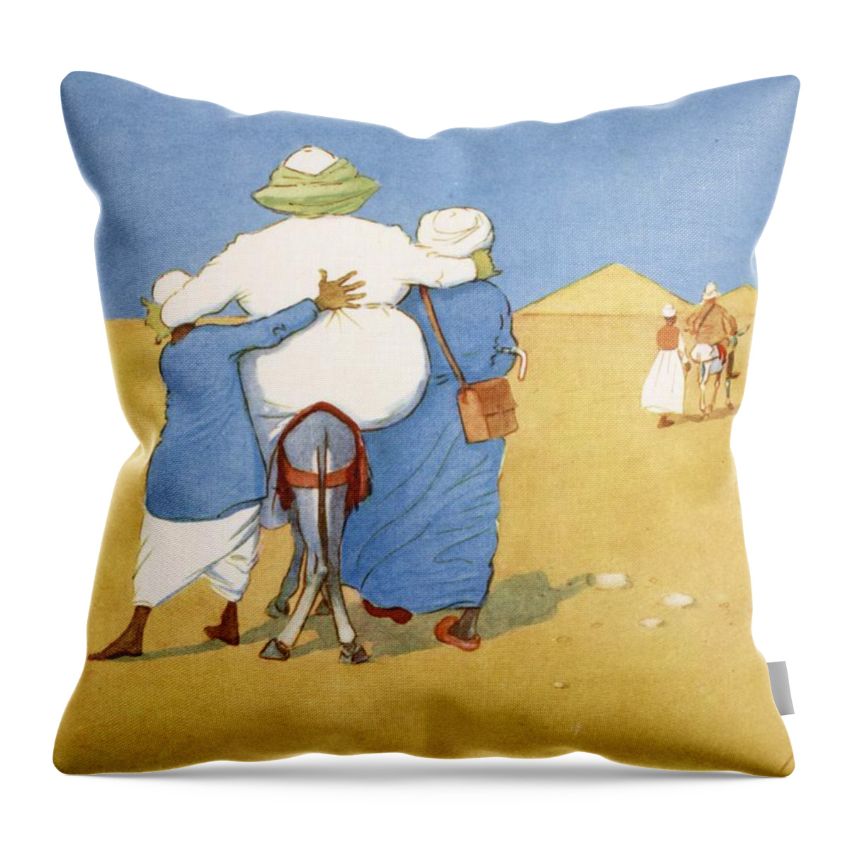 Edwardian Throw Pillow featuring the drawing Stern Reality; Or, Last But Not Least by Lance Thackeray