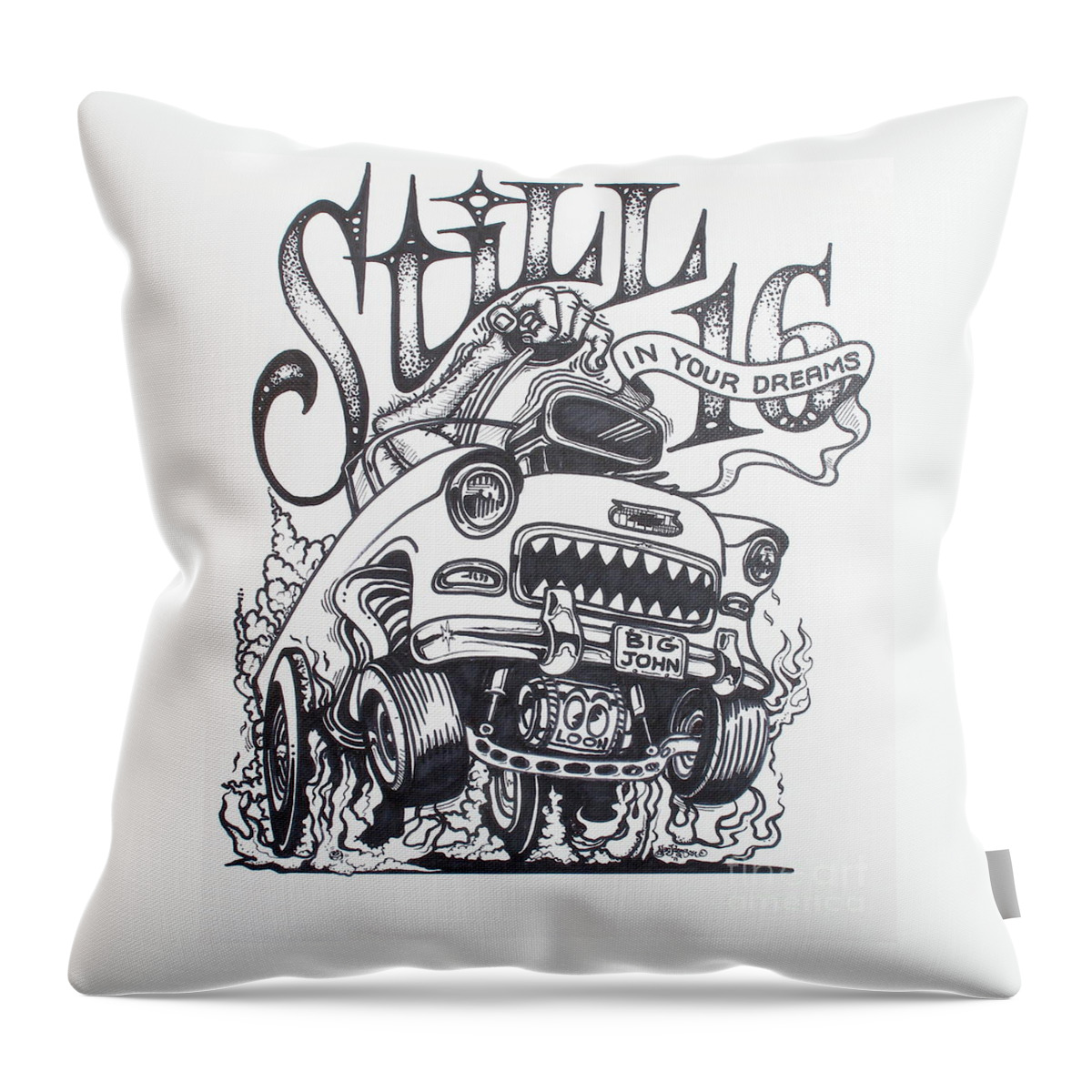Rat Fink Art Throw Pillow featuring the drawing Still 16 in your mind by Alan Johnson