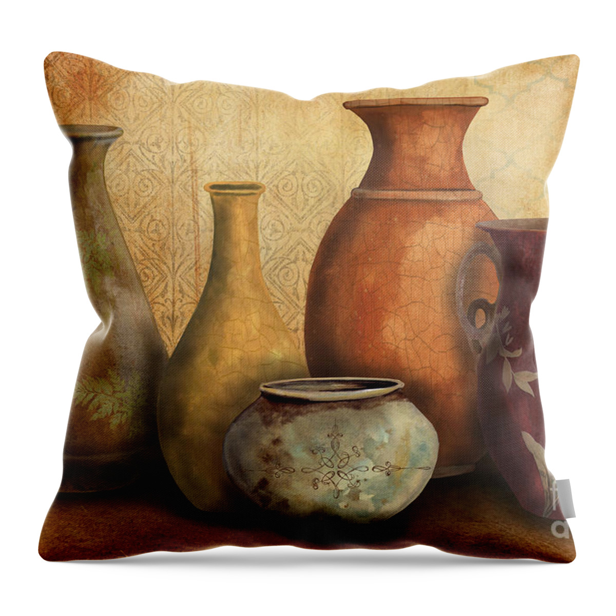 Original Painting Throw Pillow featuring the painting Still Life-C by Jean Plout