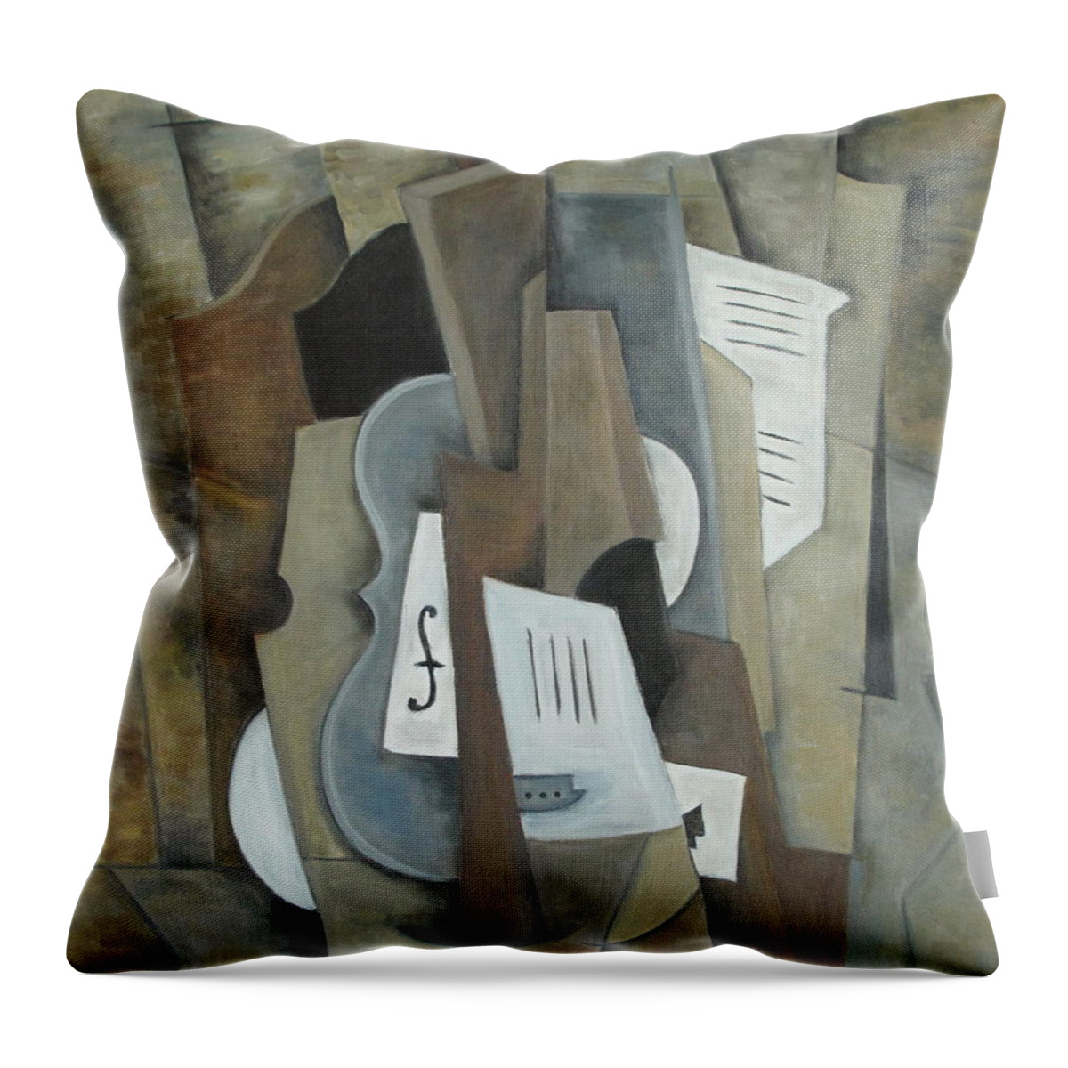 Cubism Throw Pillow featuring the painting Still Life with Ace of Spades by Trish Toro
