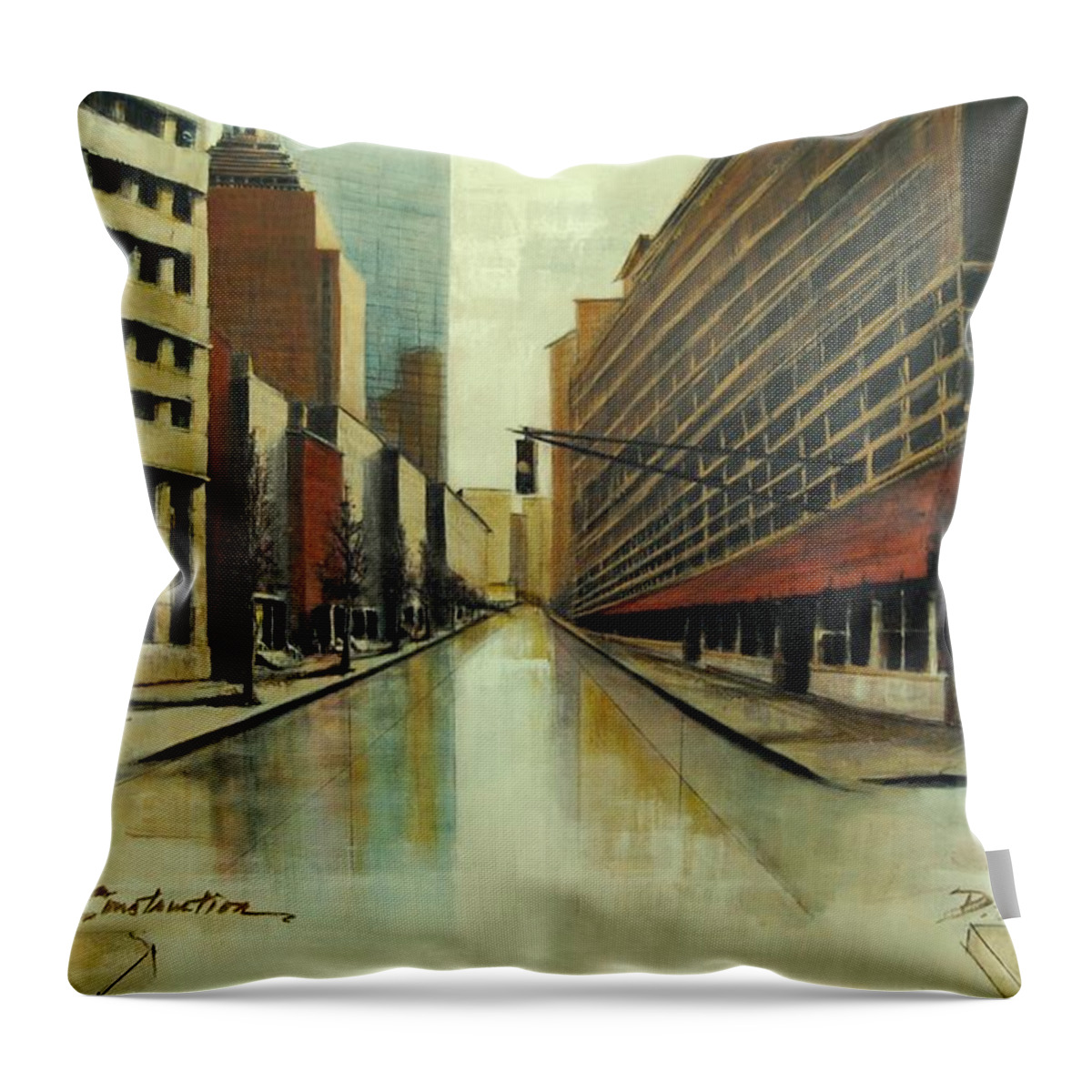  Throw Pillow featuring the painting Still Under Construction  EIGHT by Diane Strain