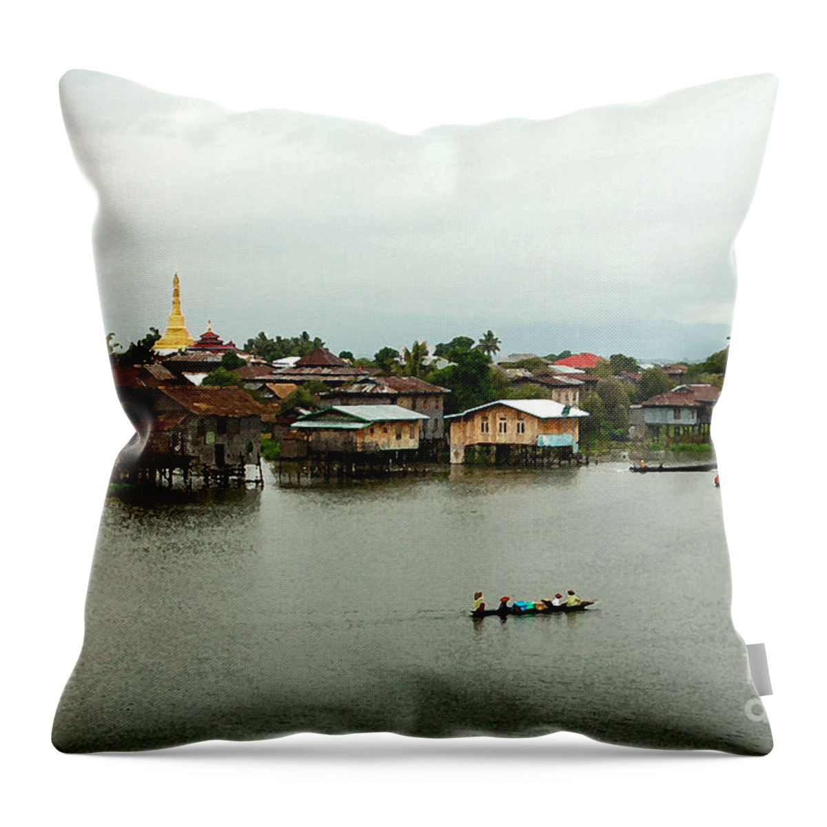Ricardmn Throw Pillow featuring the photograph Stilt Houses and Pagodas by RicardMN Photography