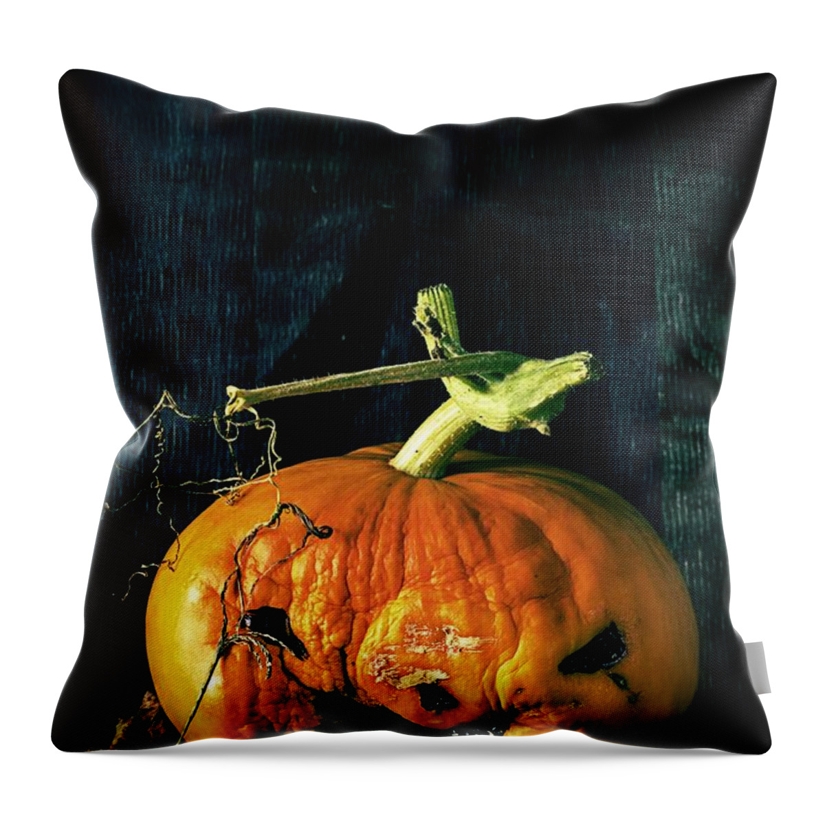 Halloween Throw Pillow featuring the photograph Stingy Jack - Scary Halloween Pumpkin by Edward Fielding