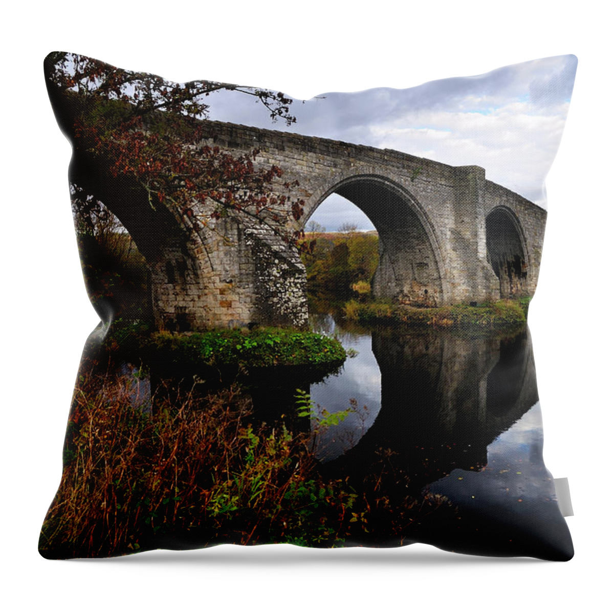 Tranquility Throw Pillow featuring the photograph Stirling Old Bridge, Scotland In Autumn by John Lawson, Belhaven