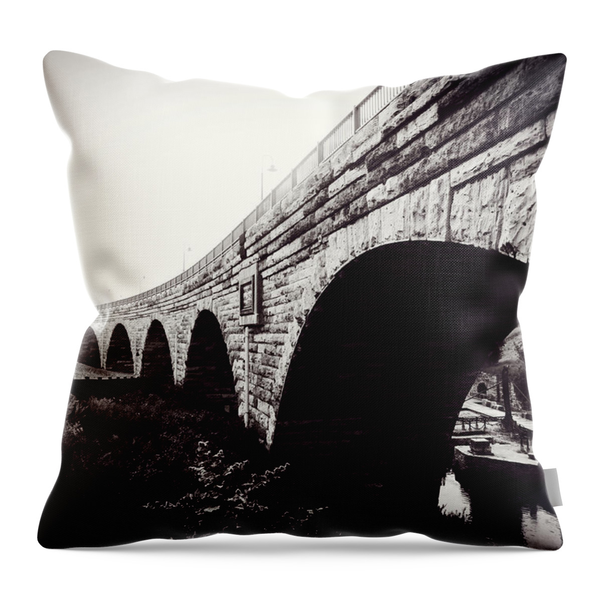 Stone Arch Bridge Throw Pillow featuring the photograph Stone Arch Bridge by Zinvolle Art