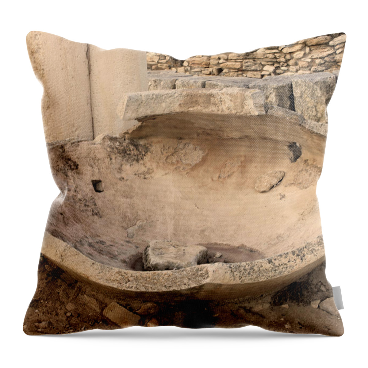 Augusta Stylianou Throw Pillow featuring the photograph Stone Jar at Temple of Apollo by Augusta Stylianou