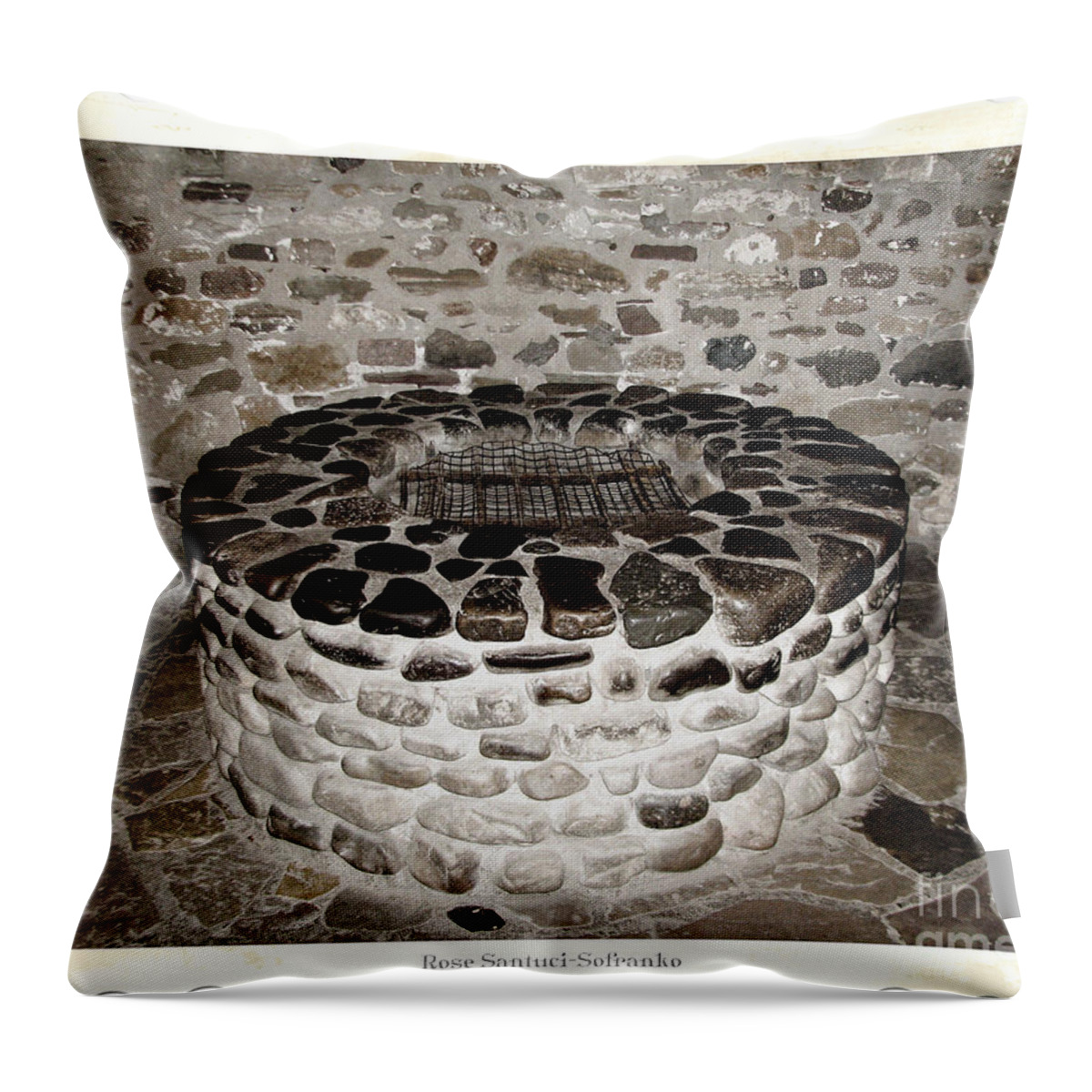 Fire-pit Throw Pillow featuring the photograph Stone Well at Old Fort Niagara by Rose Santuci-Sofranko