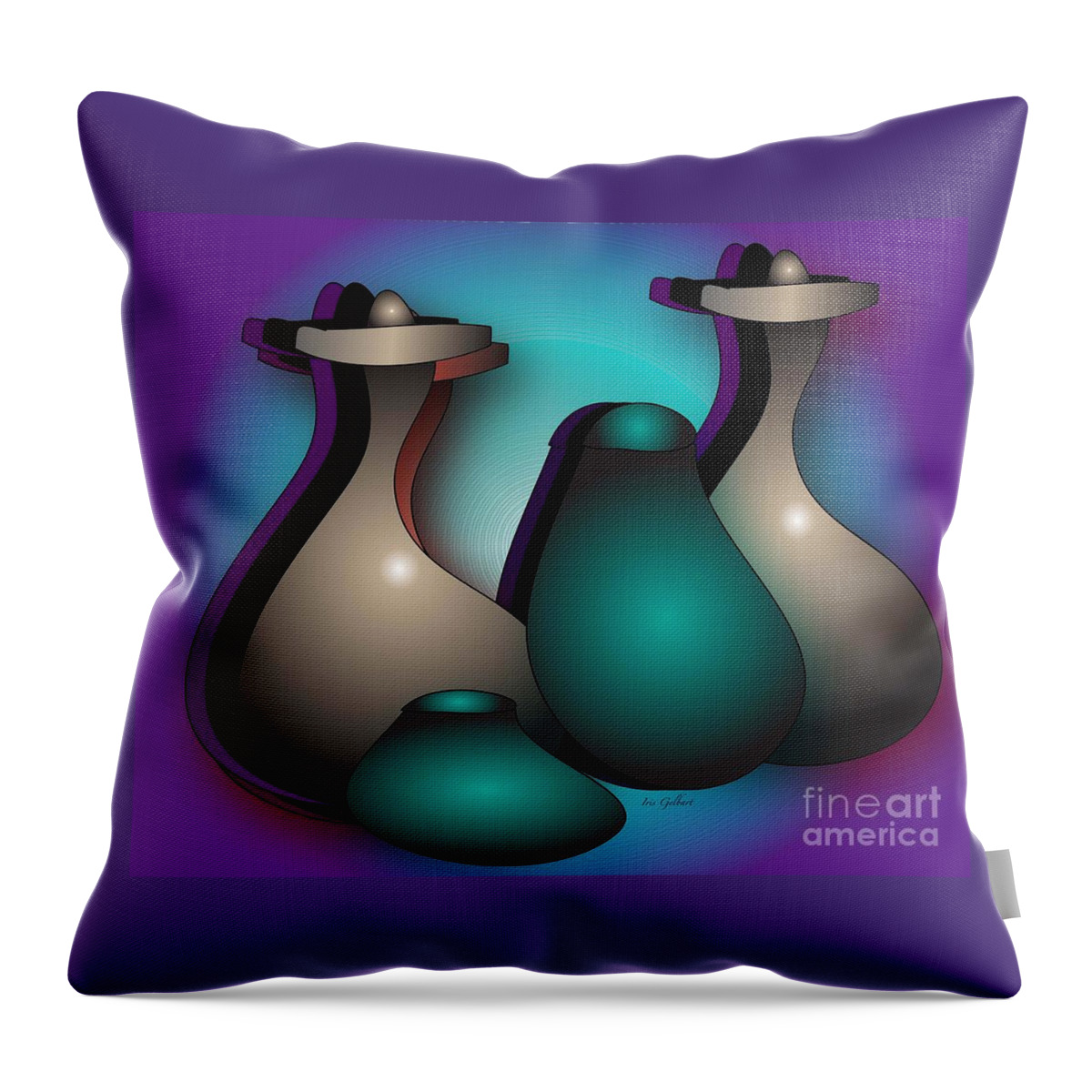 Digital Throw Pillow featuring the digital art Stoneware by Iris Gelbart