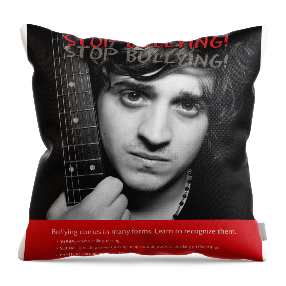 Stop Throw Pillow featuring the photograph Stop Bullying by Betty Denise