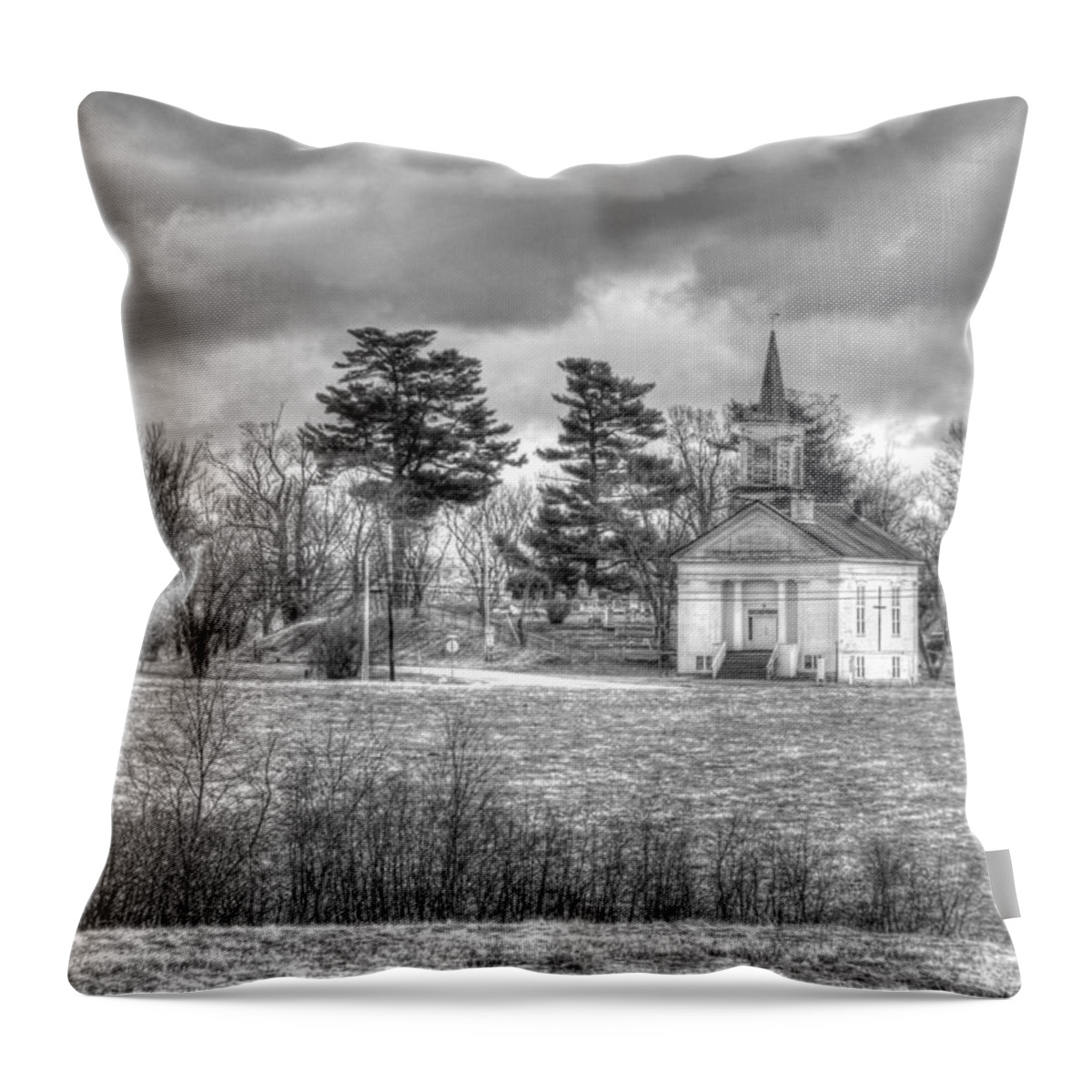 Church Throw Pillow featuring the photograph Storm Church by John Meader