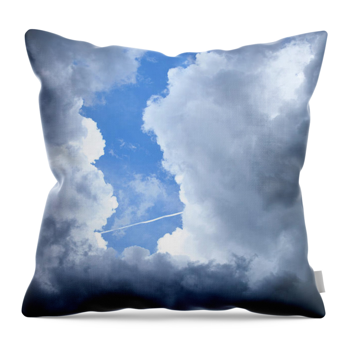 Clear Sky Throw Pillow featuring the photograph Storm Cloud Opening by Stratol