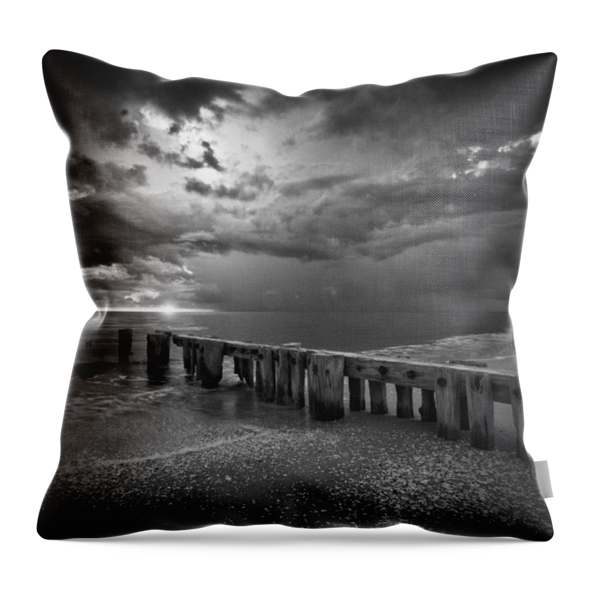 Sunset Throw Pillow featuring the photograph Storm Over Naples Florida Beach by Bradley R Youngberg