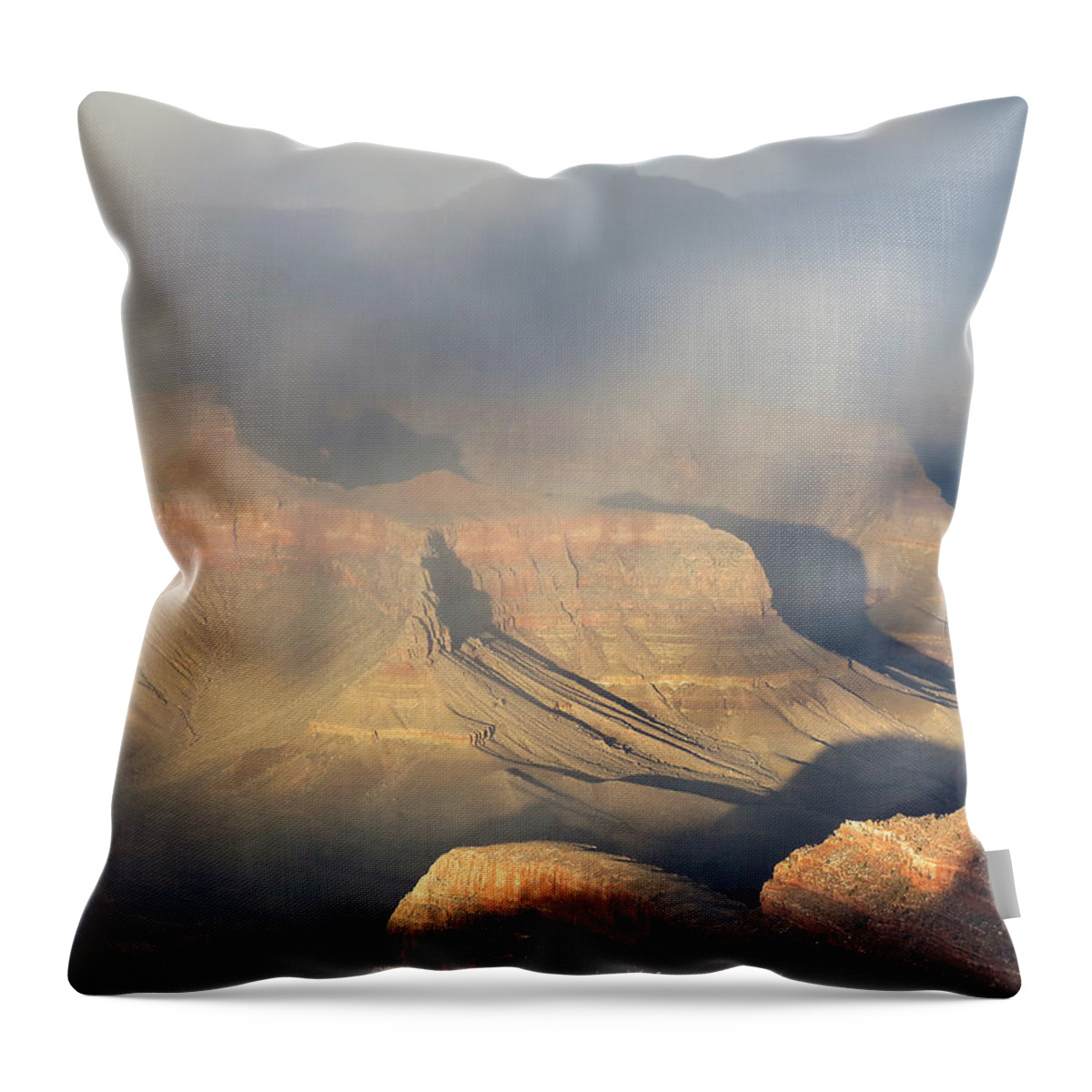 Grand Canyon National Park Throw Pillow featuring the photograph Storm over the Grand Canyon by Laurel Powell