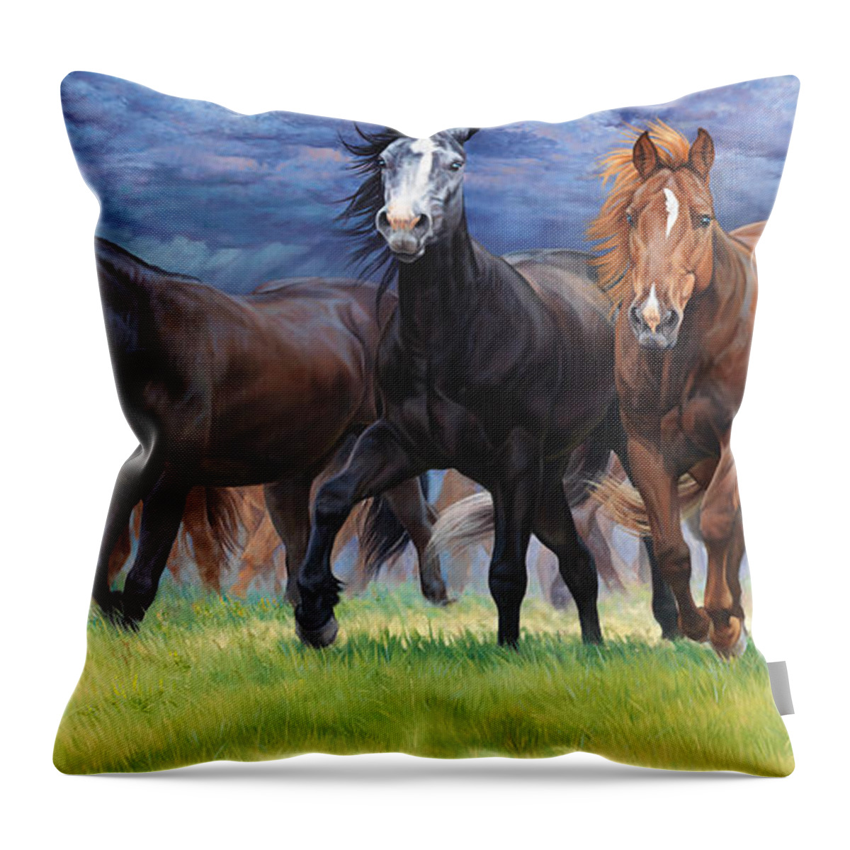 Michelle Grant Throw Pillow featuring the painting Storm warning by JQ Licensing