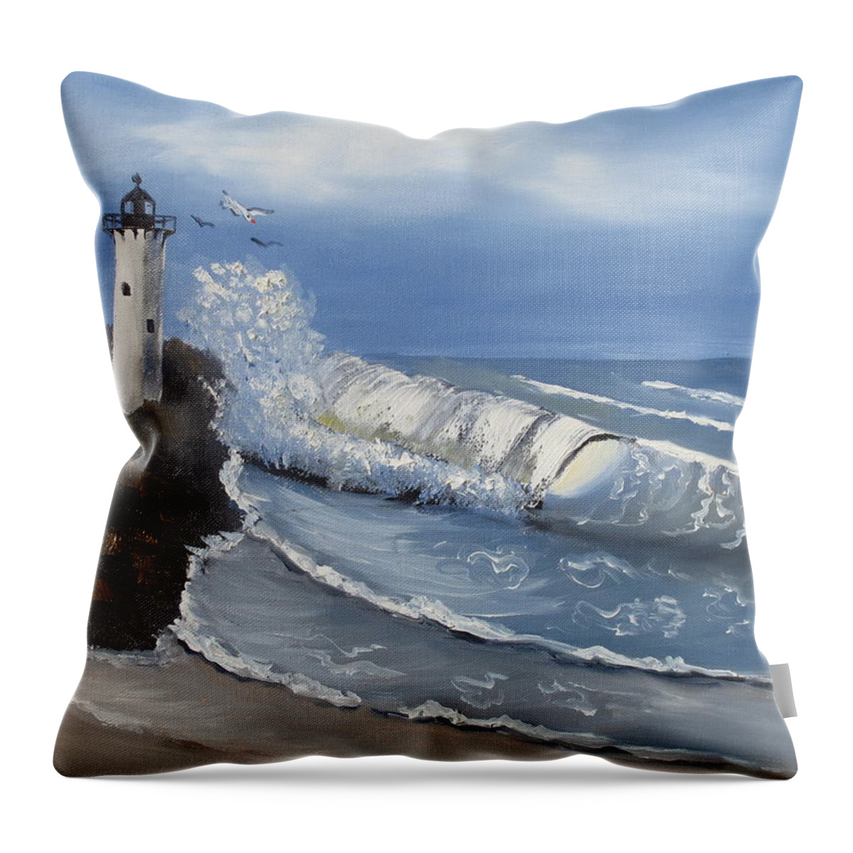 Seascape Throw Pillow featuring the painting Storm's Coming by Kathie Camara