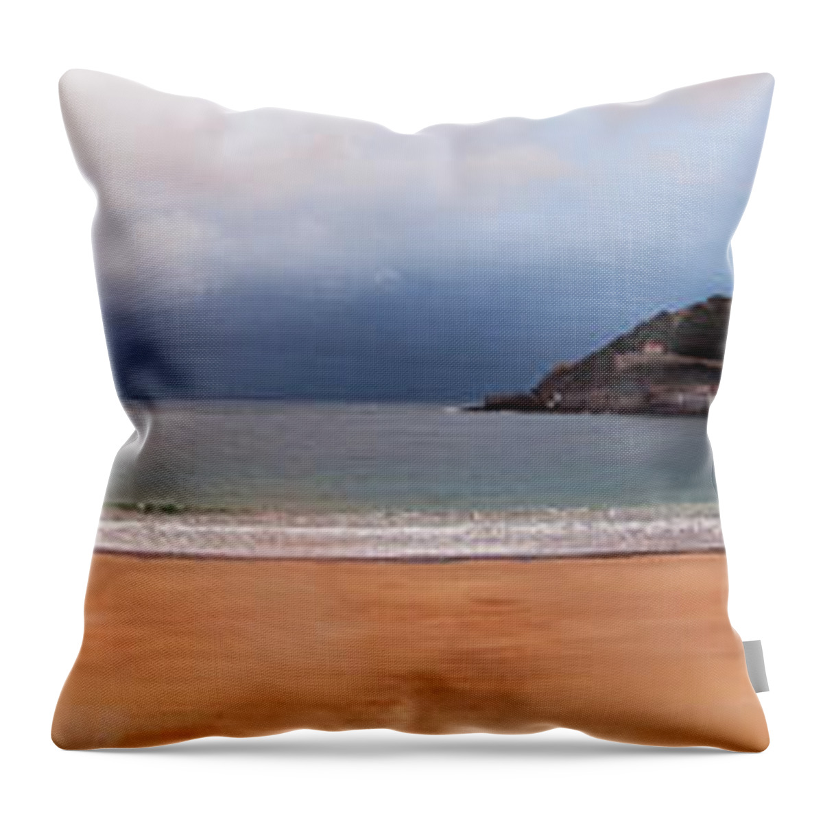 Bay Throw Pillow featuring the photograph Stormy day on the beach by Weston Westmoreland