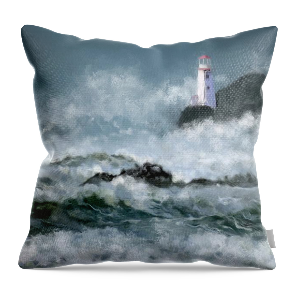 Waves Throw Pillow featuring the digital art Stormy Seas by Michael Malicoat