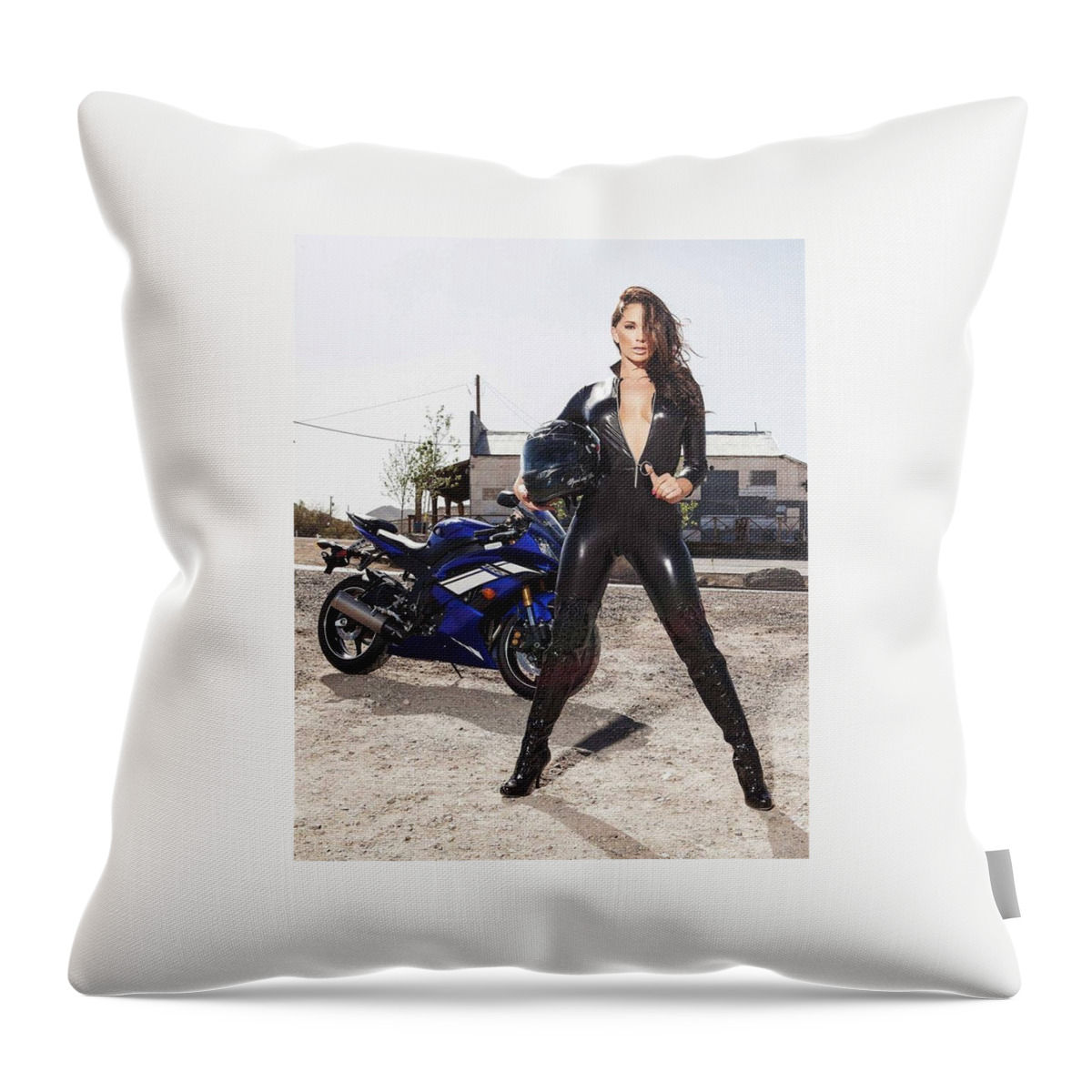 Motorcycle Throw Pillow featuring the photograph Straddle by Lawrence Christopher