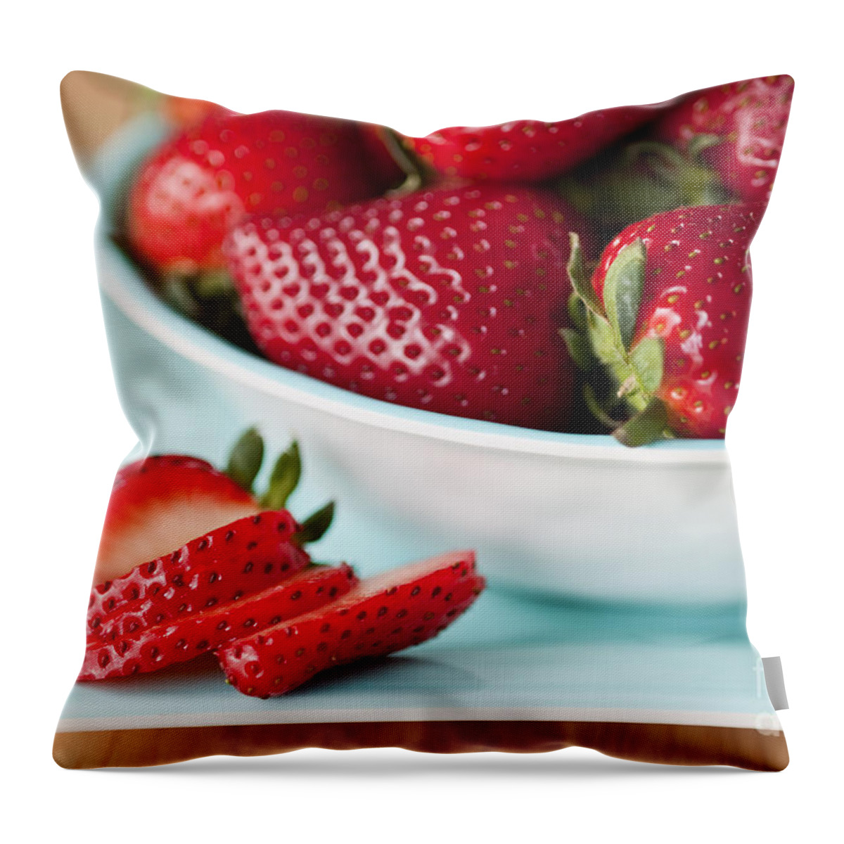 Abundance Throw Pillow featuring the photograph Strawberries In A Bowl On Counter by Jim Corwin