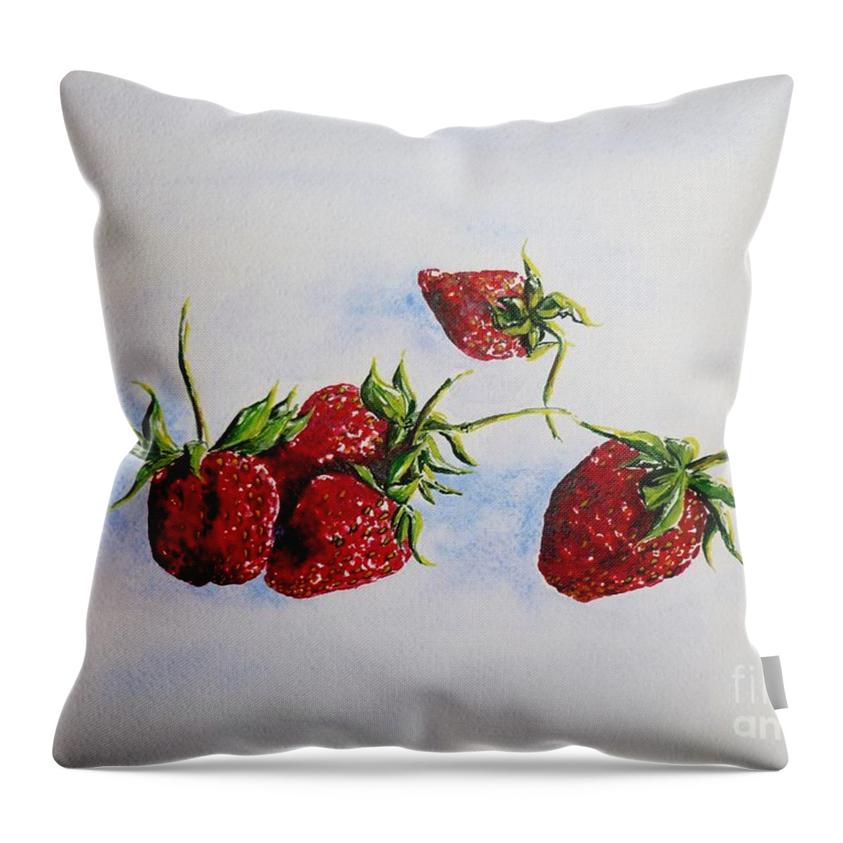 Strawberries Throw Pillow featuring the painting Strawberries by Zaira Dzhaubaeva