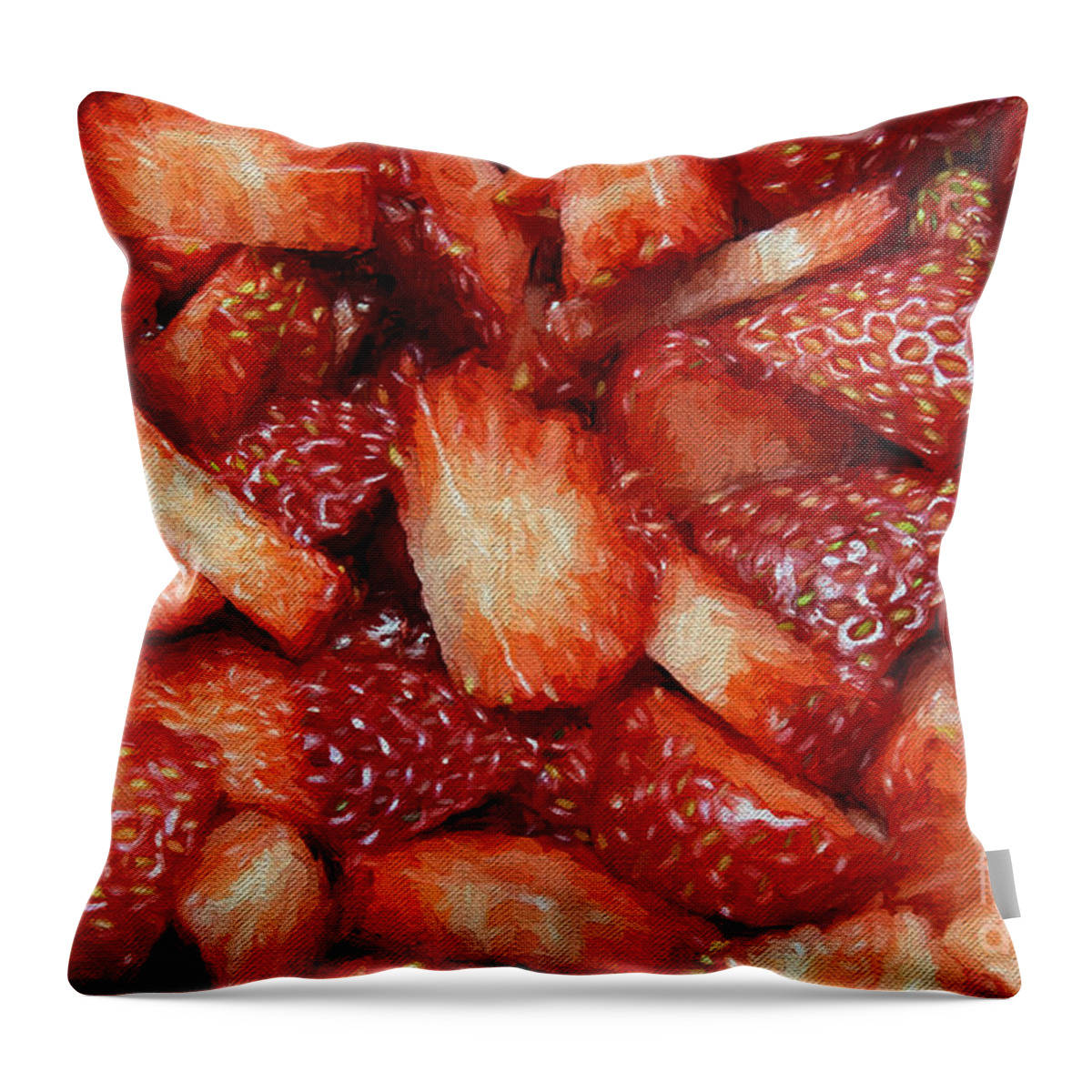 Andee Design Strawberries Throw Pillow featuring the photograph Strawberry Slices by Andee Design
