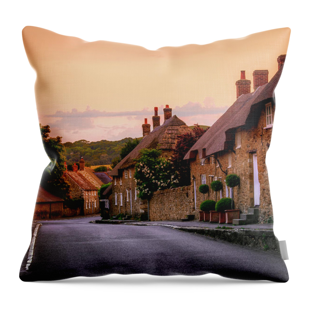 Tranquility Throw Pillow featuring the photograph Street At Abbotsbury, Dorset, England by Joe Daniel Price