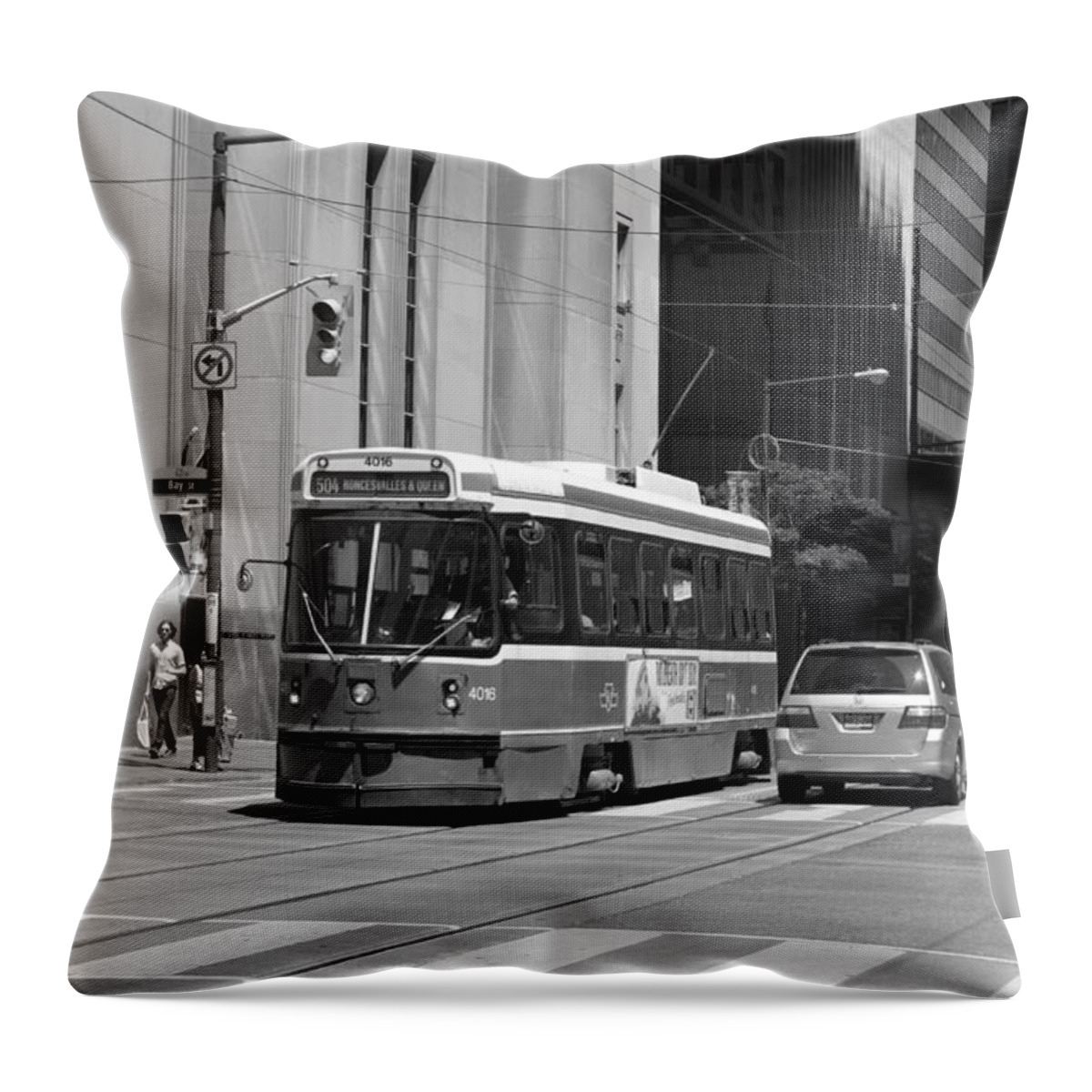 Street Car Throw Pillow featuring the photograph Street Car In Mono by Nicky Jameson