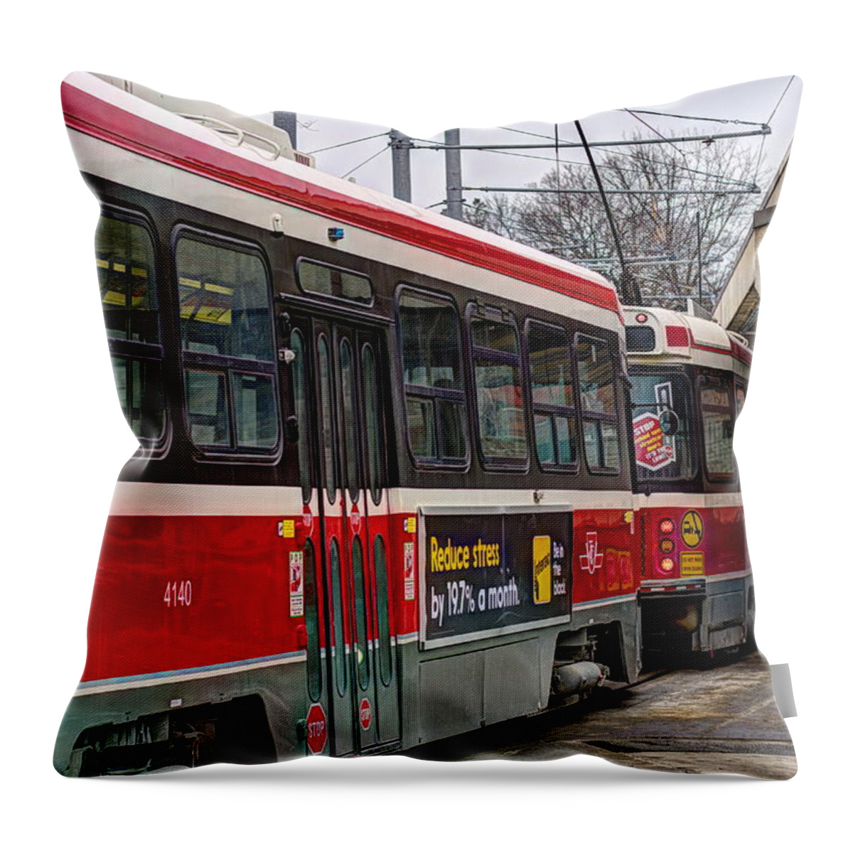 Art Photograph Throw Pillow featuring the photograph Street Cars Waiting at the Station by Nicky Jameson