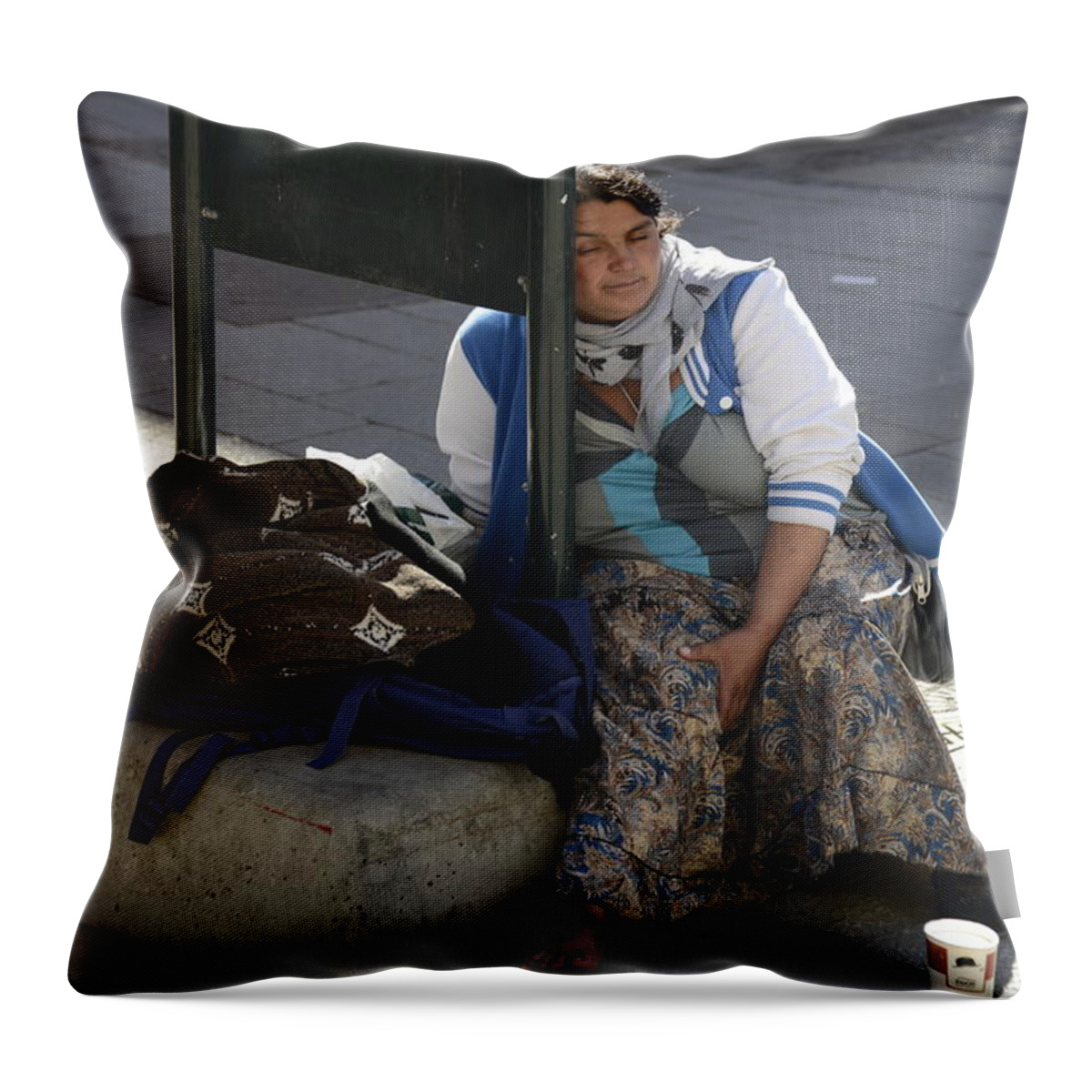 Andre Theophane ( Teo ) Sitchet-kanda Portrait And Fine Art Photography Throw Pillow featuring the photograph Street People - A Touch Of Humanity 10 by Teo SITCHET-KANDA