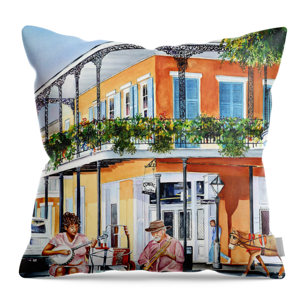 New Orleans Throw Pillow featuring the painting Street Singers by Phyllis London