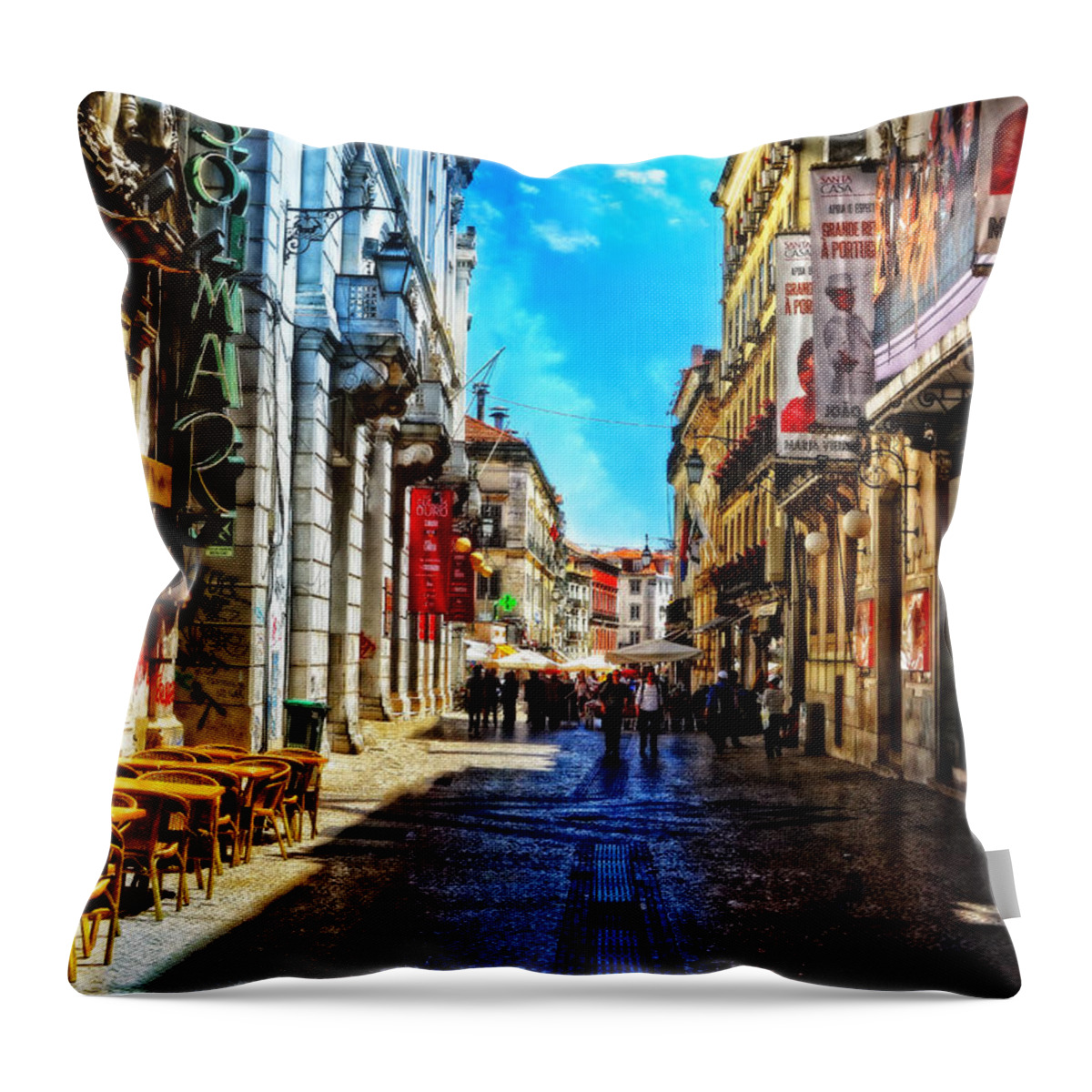 Lisbon Throw Pillow featuring the photograph Streets of Lisbon 1 by Mary Machare