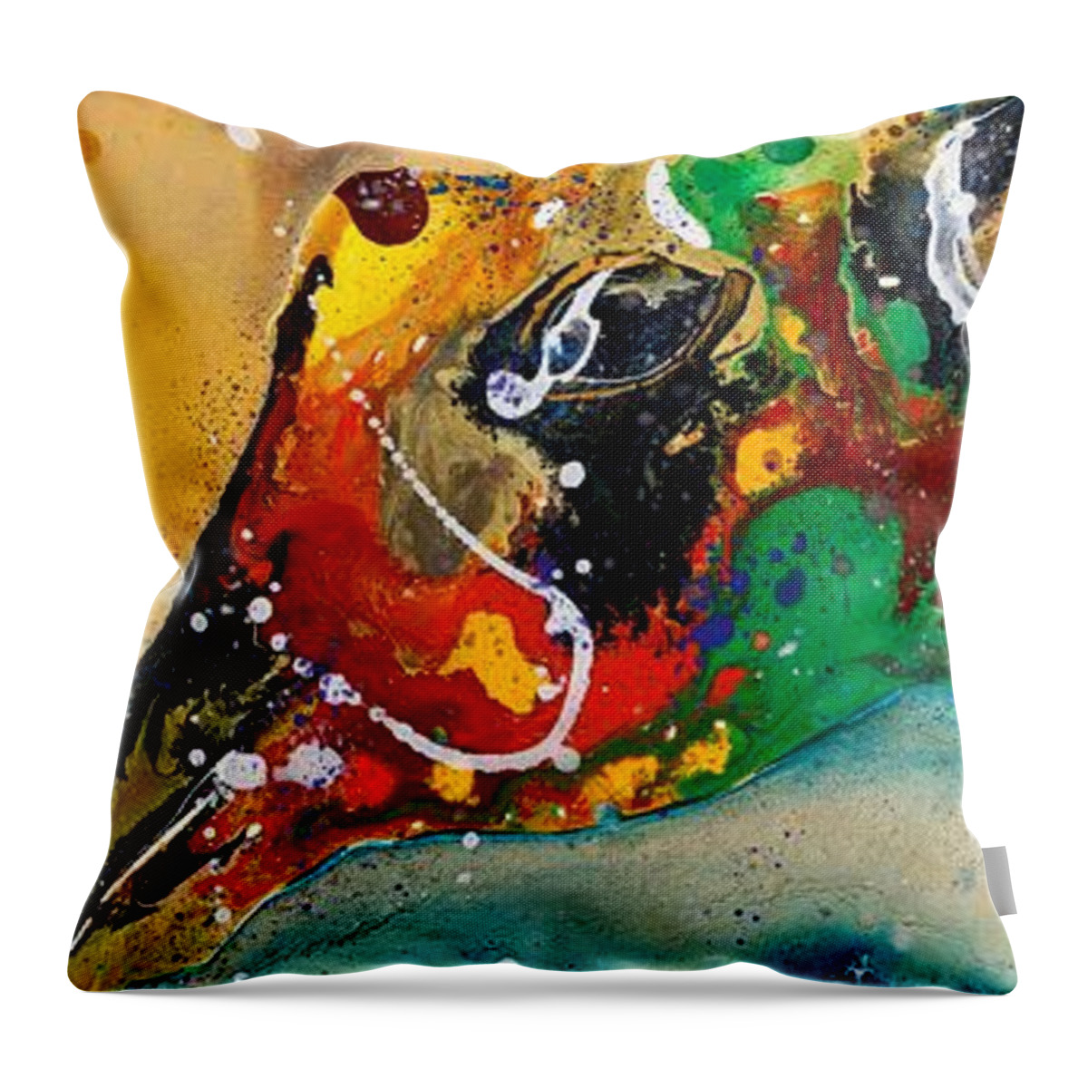Giraffe Throw Pillow featuring the painting Stretch by Kasha Ritter