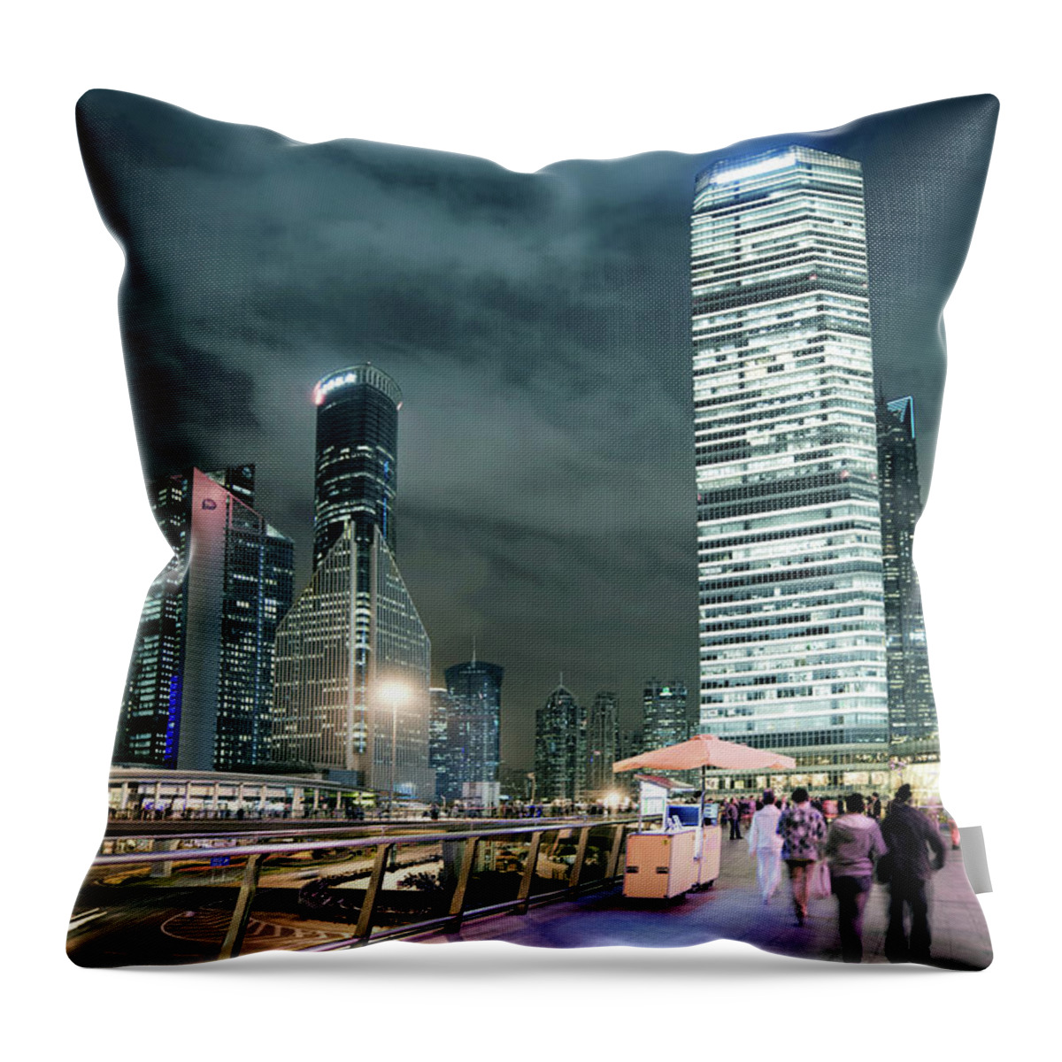 Pedestrian Throw Pillow featuring the photograph Stroll At Mid-level Shanghai by Andy Brandl