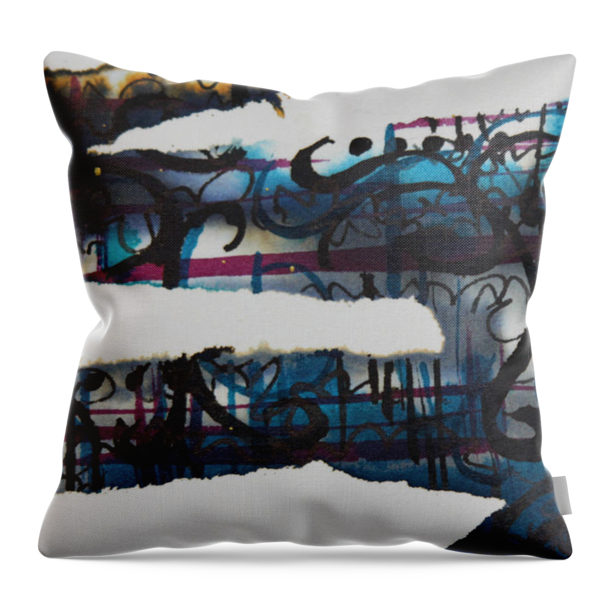 Blue Throw Pillow featuring the painting Study in Negative Space by Allison Fox