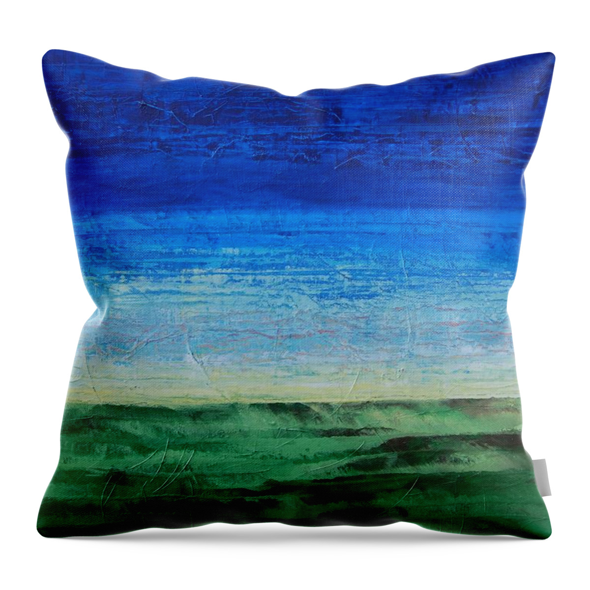 Blue Throw Pillow featuring the painting Study of Earth and Sky by Linda Bailey