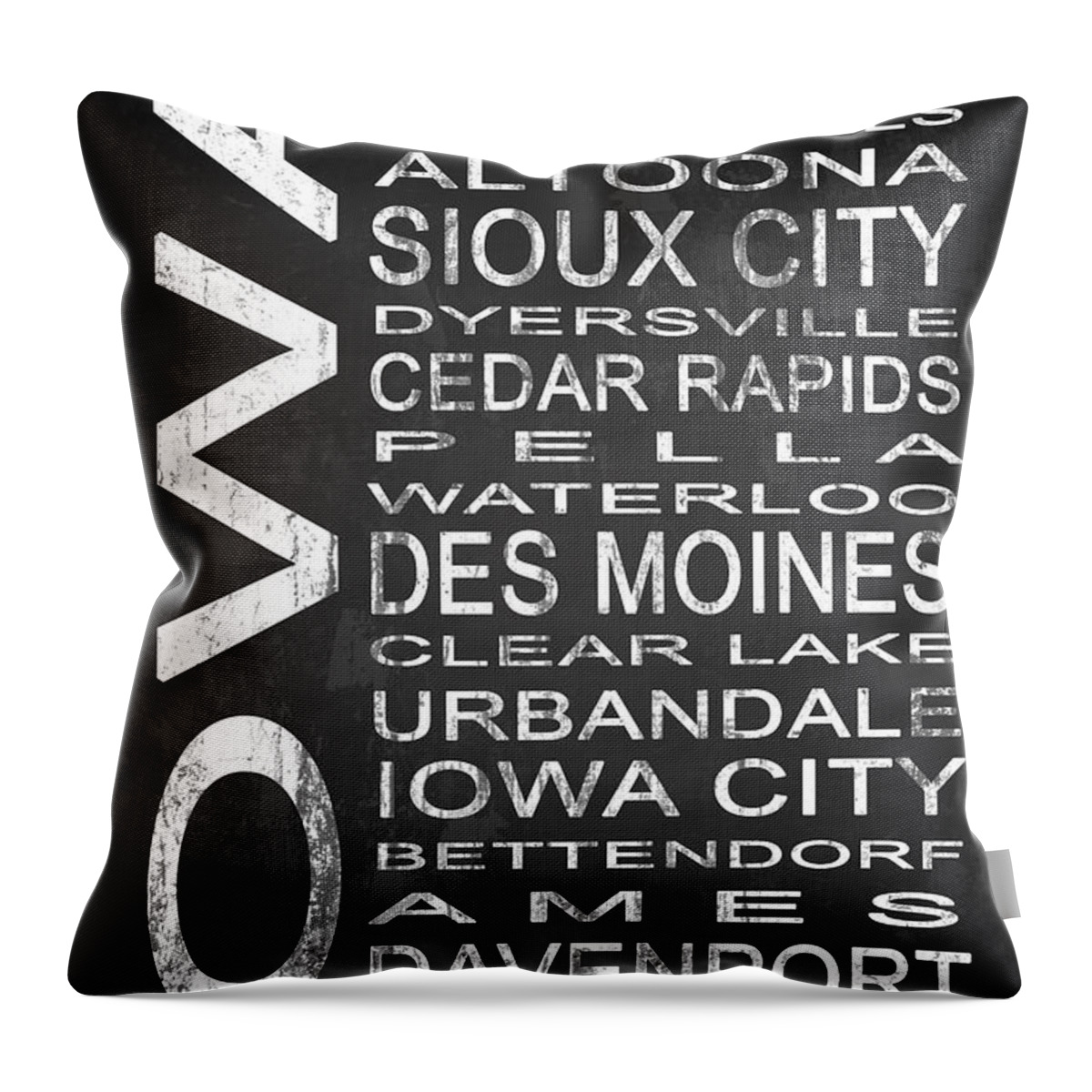 Subway Sign Throw Pillow featuring the digital art SUBWAY Iowa State 1 by Melissa Smith