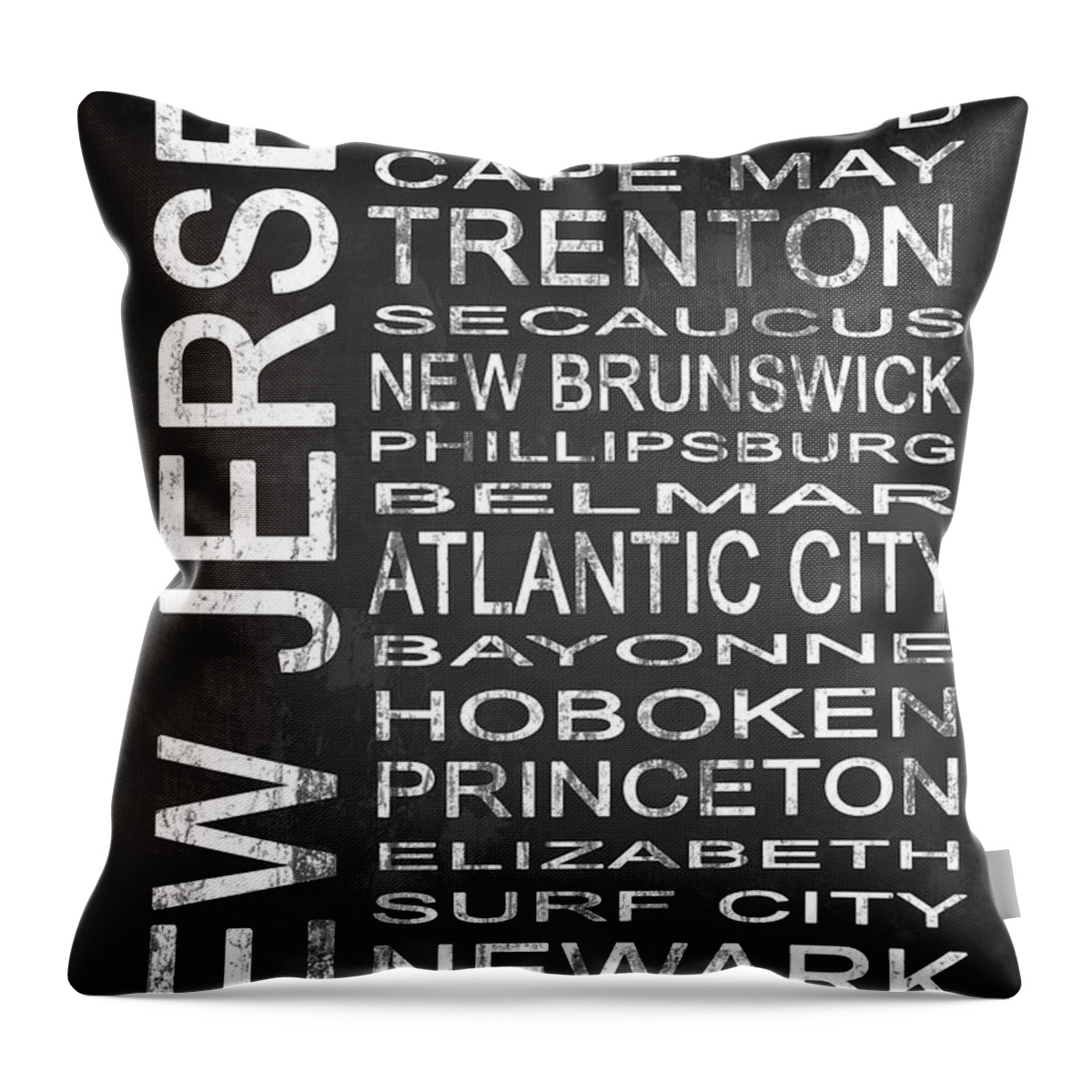 Subway Sign Throw Pillow featuring the digital art SUBWAY New Jersey State 1 by Melissa Smith