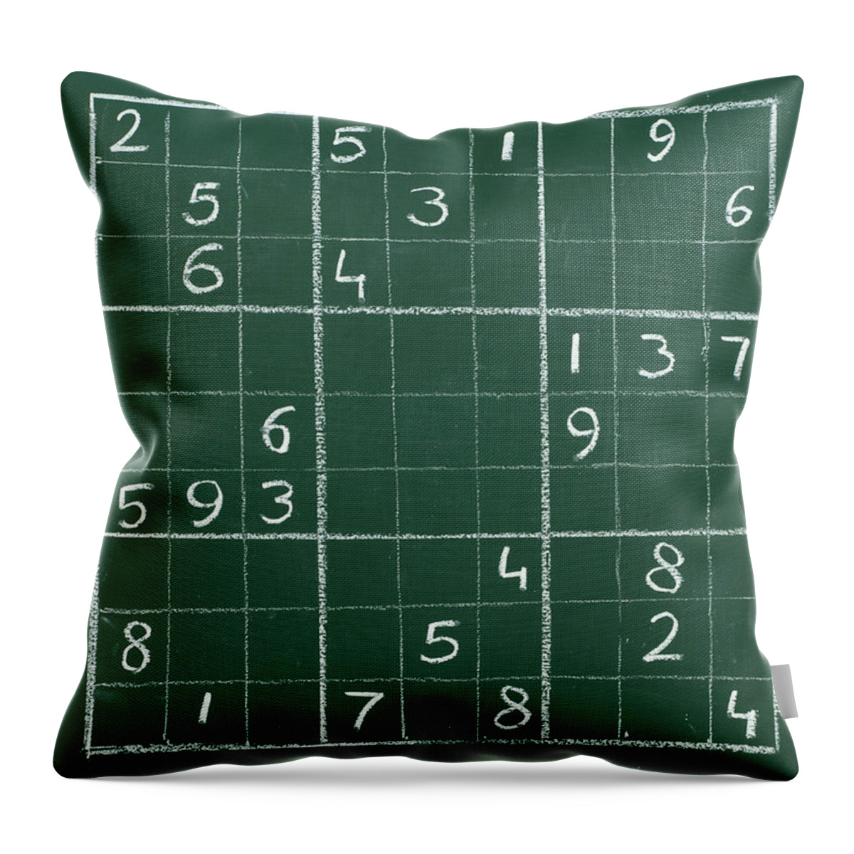 Mathematics Throw Pillow featuring the photograph Sudoku on a Chalkboard by Chevy Fleet