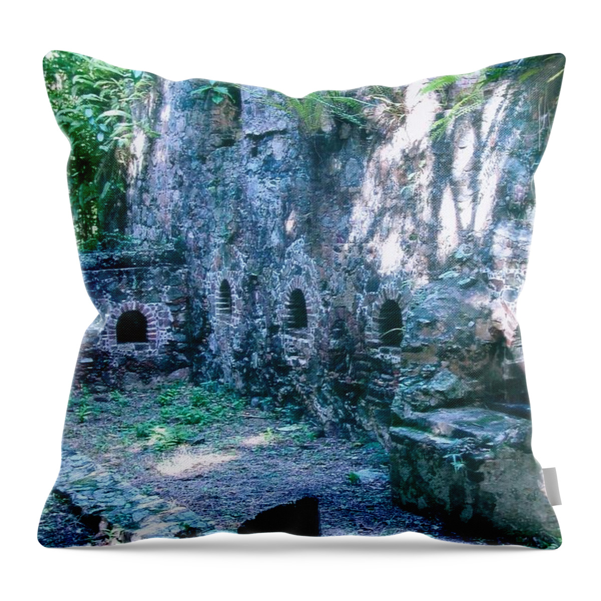 Cinnamon Bay Throw Pillow featuring the photograph Sugar Mill Ruins by Robert Nickologianis
