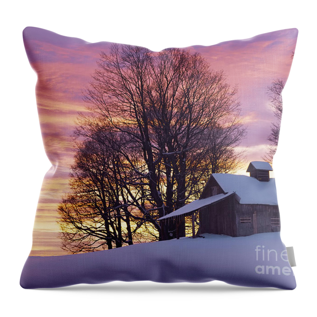 Winter Throw Pillow featuring the photograph Sugarhouse Twilight by Alan L Graham