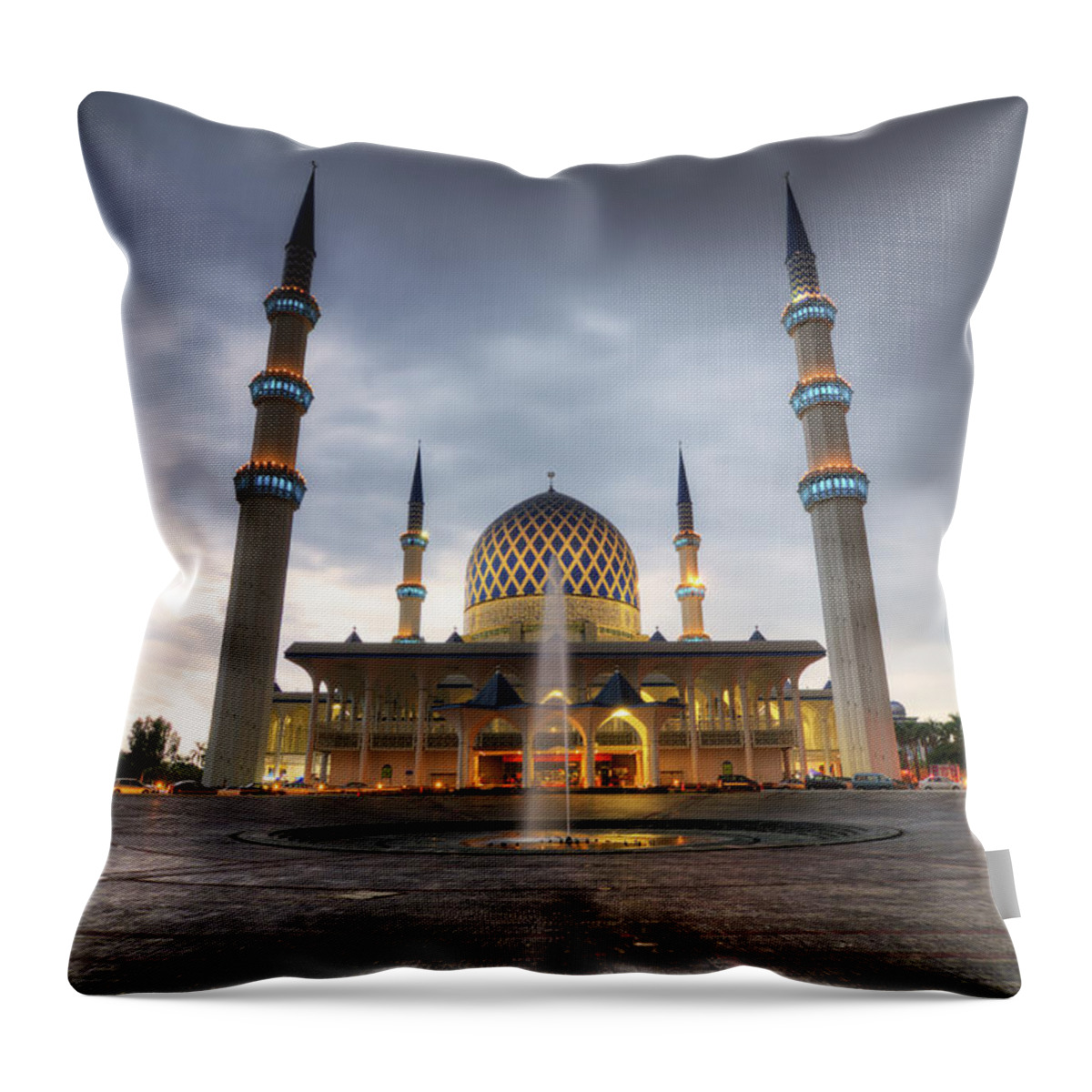 Arch Throw Pillow featuring the photograph Sultan Salahuddin Abdul Aziz Mosque by Mohamad Zaidi Photography