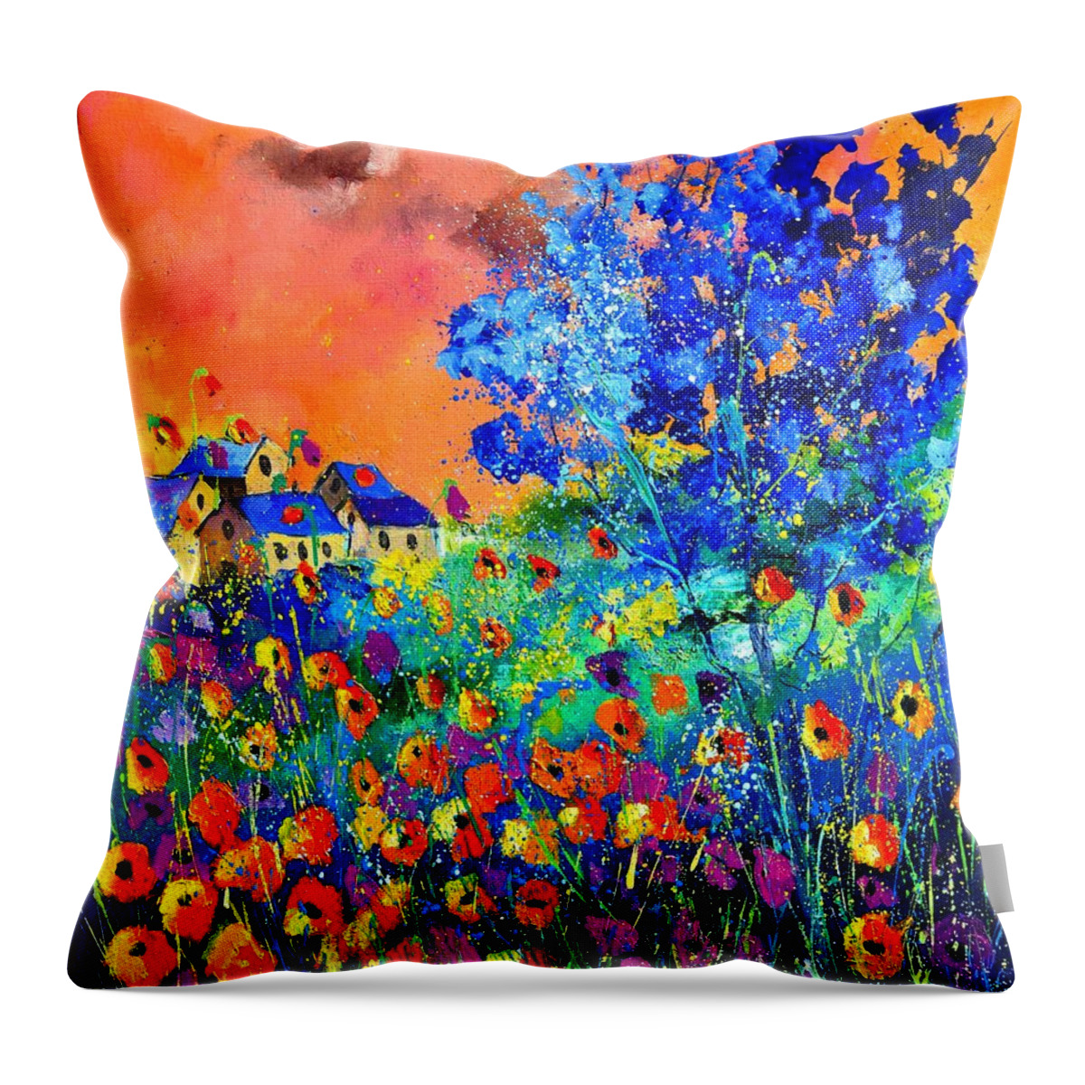Landscape Throw Pillow featuring the painting Summer 674160 by Pol Ledent