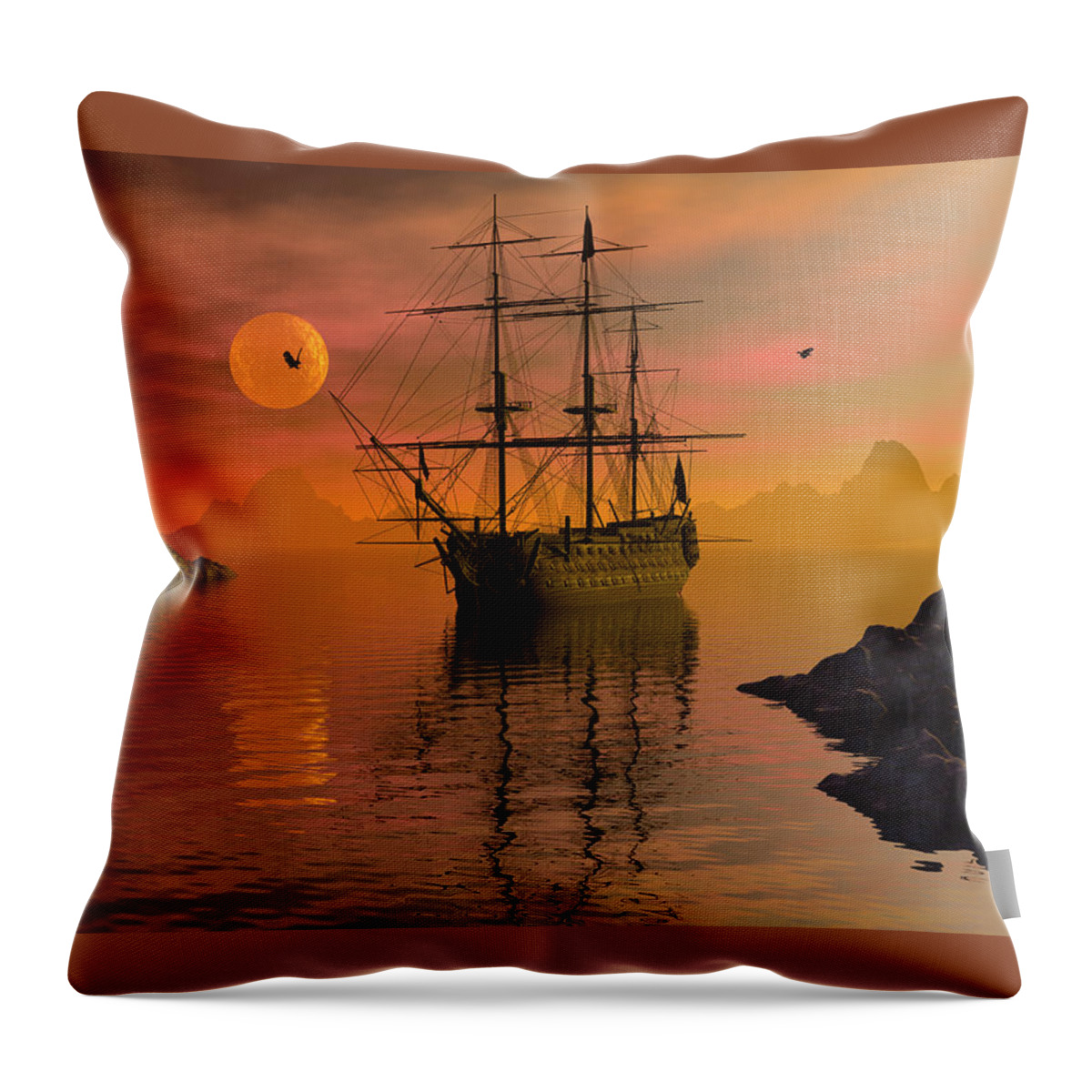 Bryce Throw Pillow featuring the digital art Summer anchorage by Claude McCoy