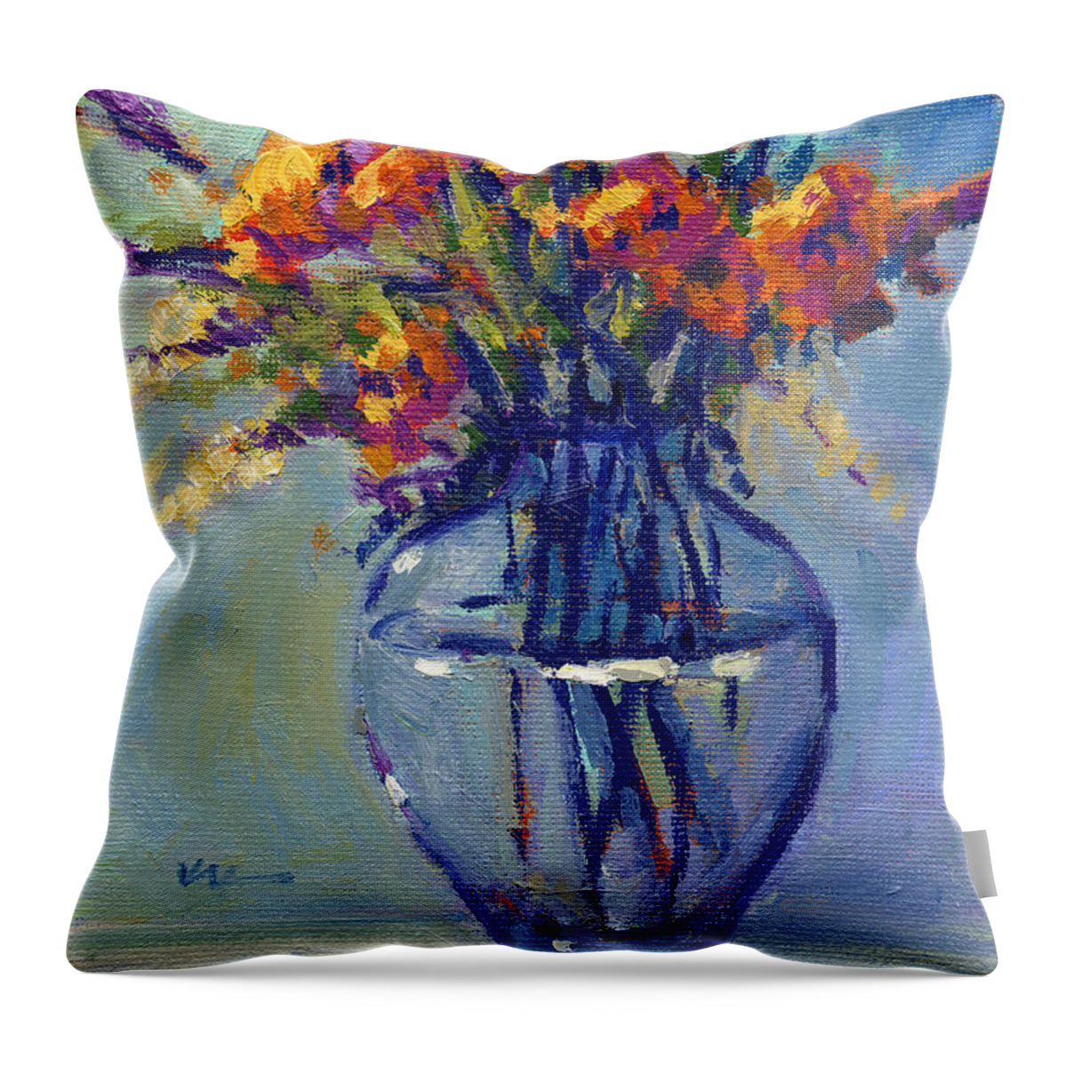Summer Throw Pillow featuring the painting Summer Bouquet 1 by Konnie Kim