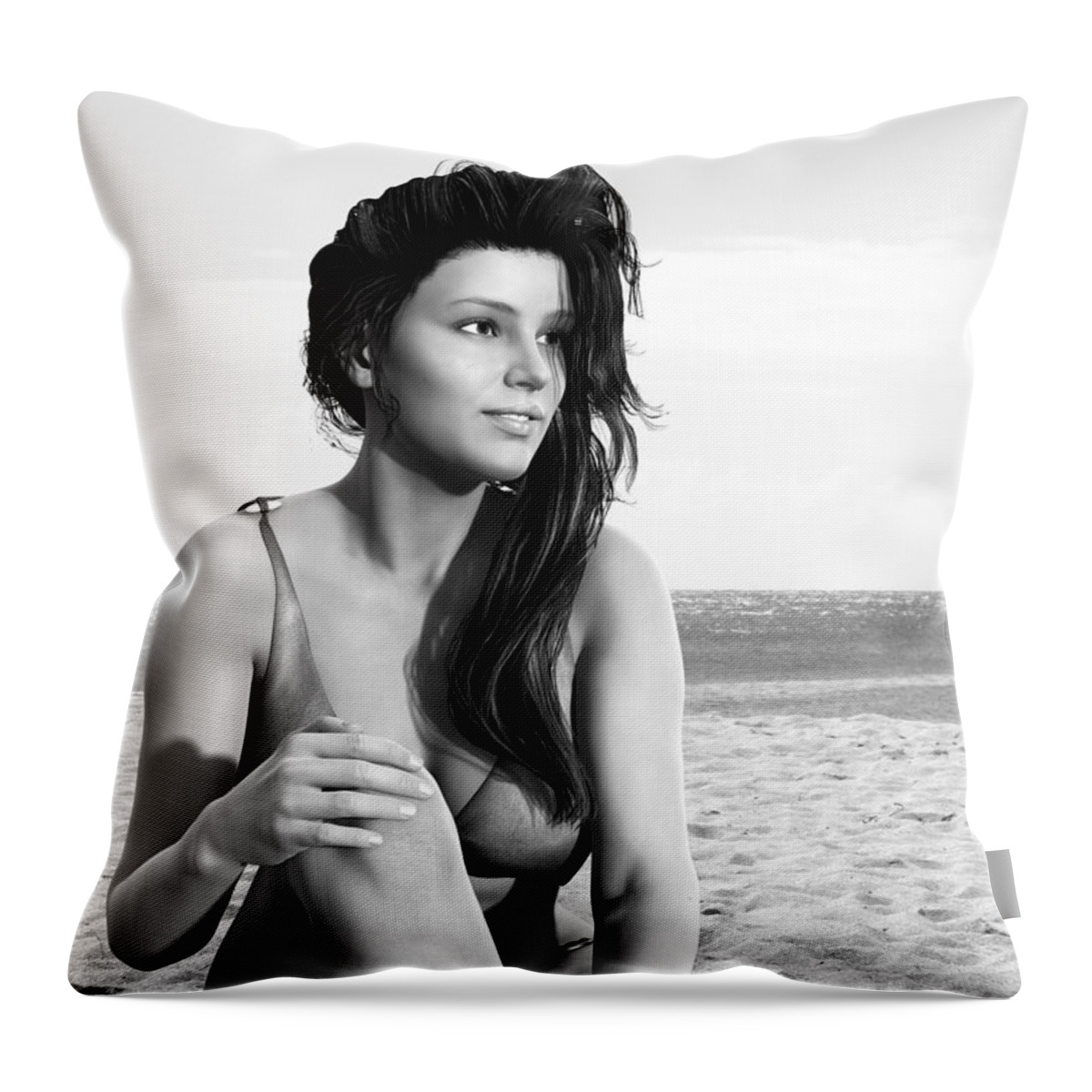 Monochrome Throw Pillow featuring the digital art Summer Breeze by Jayne Wilson
